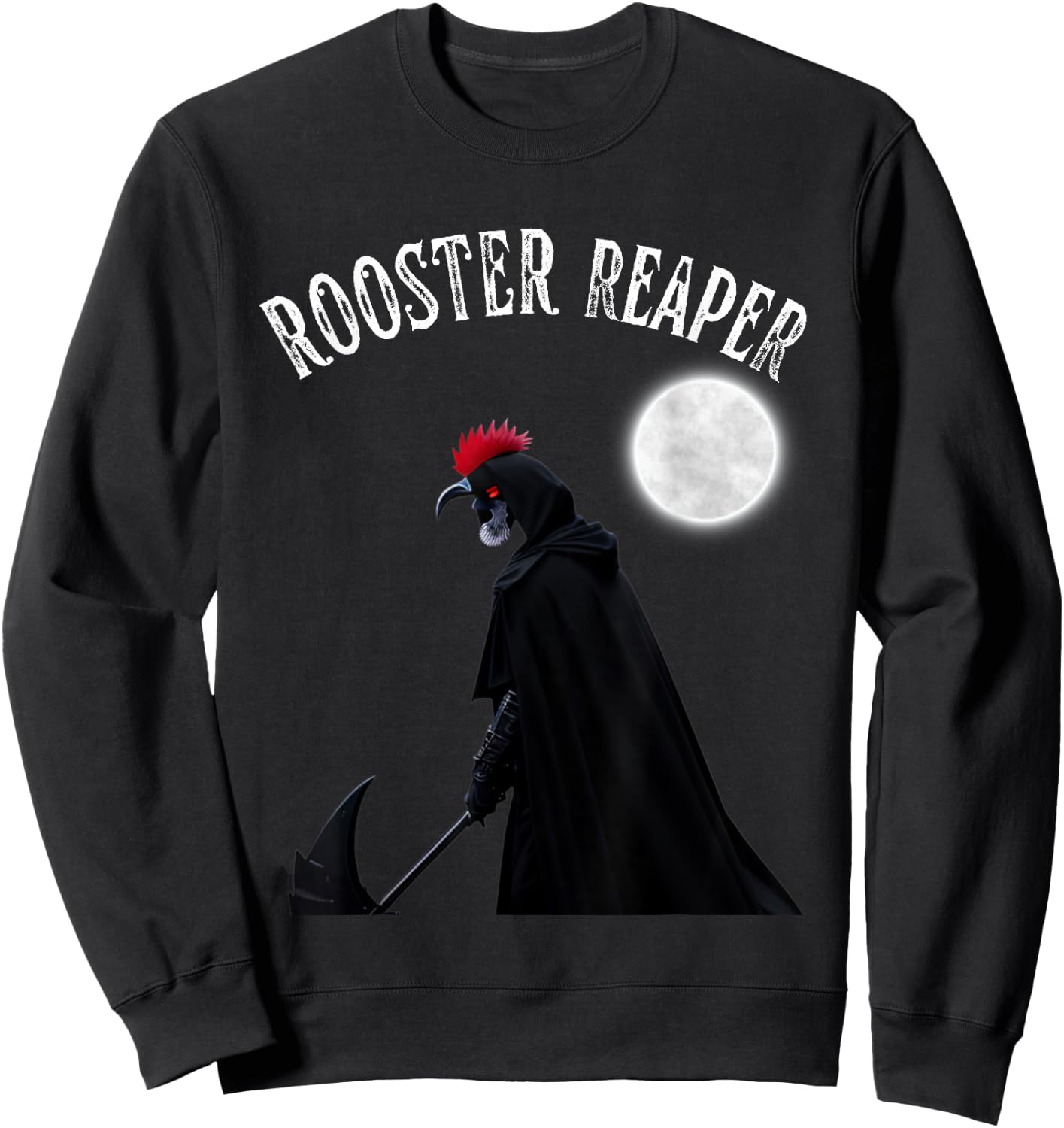 Halloween Scary Chicken Rooster Reaper Goth Farmer Sweatshirt - Sweatshirt | Black