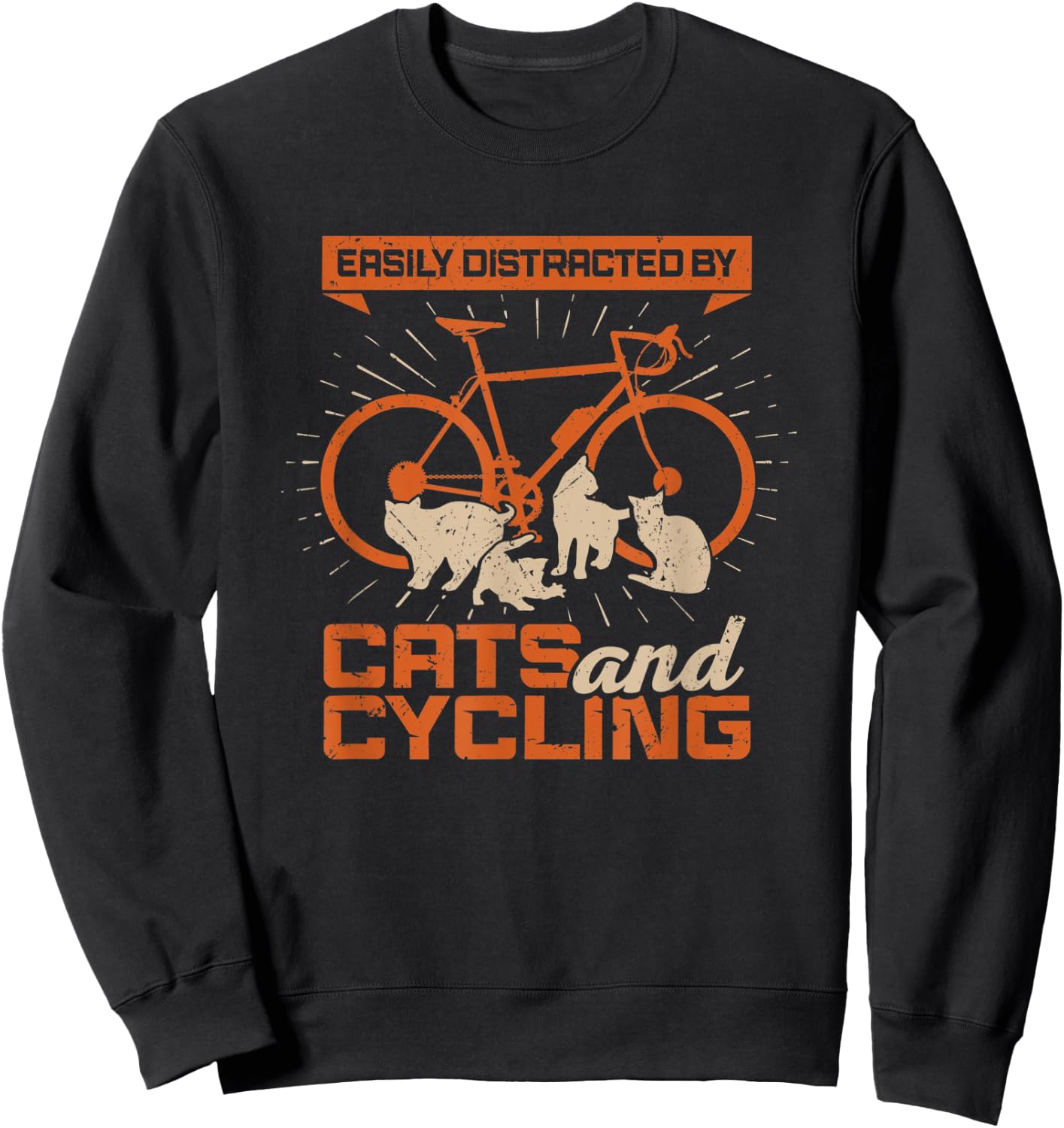 Easily Distracted By Cats And Cycling Sweatshirt - Sweatshirt | Black