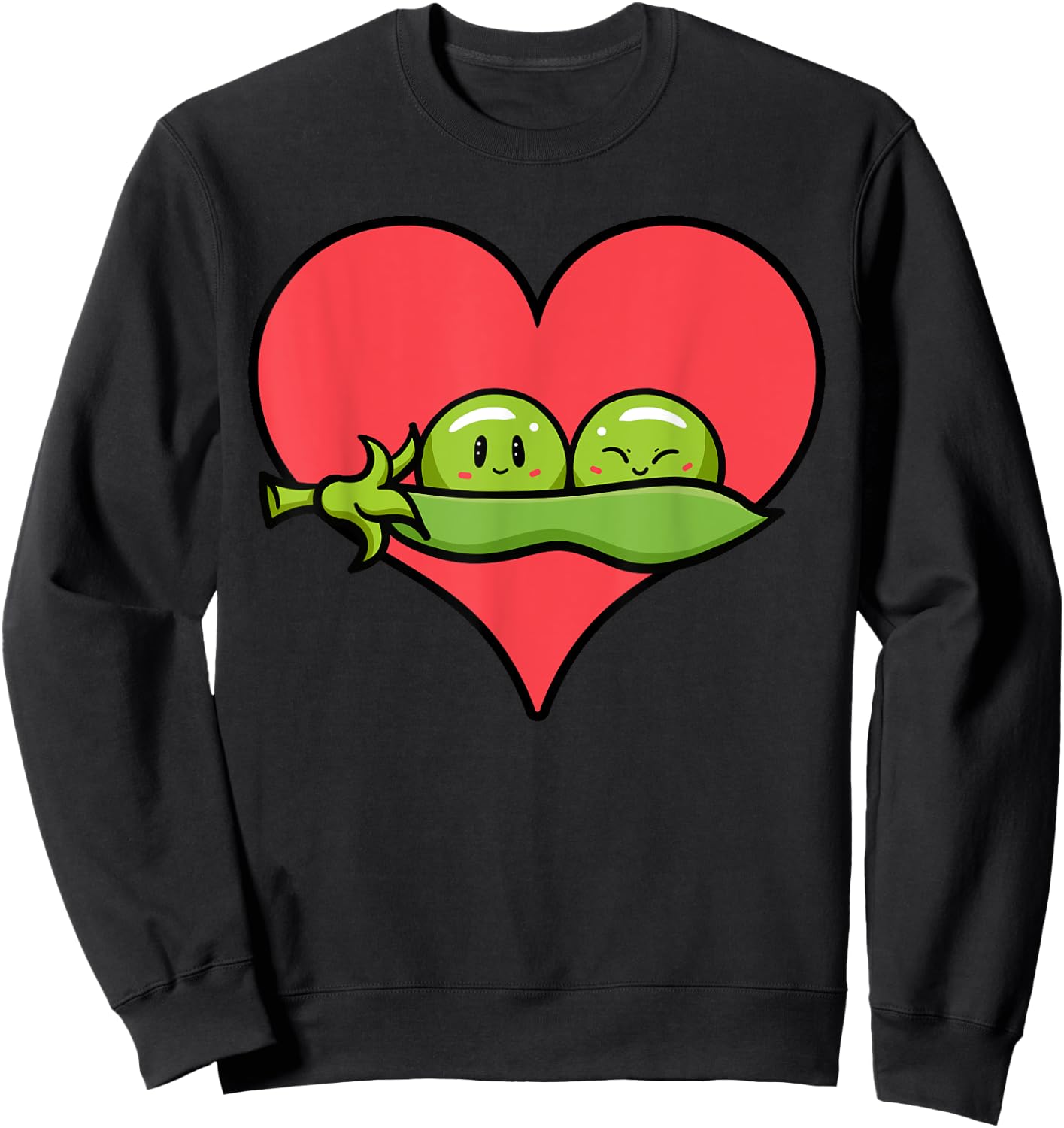 Pea Heart Vegetarian Seed Pod Flowering Plant Vegans Sweatshirt - Sweatshirt | Black