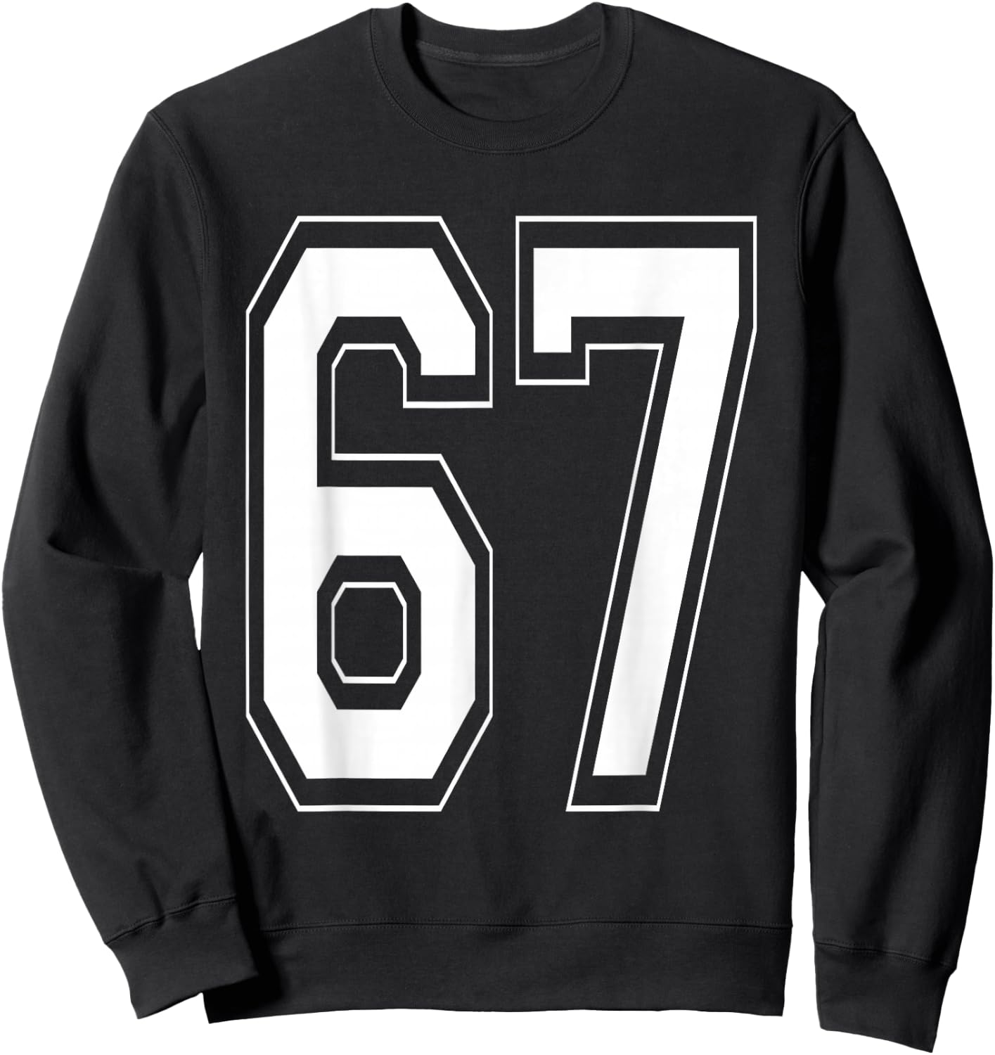 Number 67 Baseball Football Soccer Numbered Jersey Sweatshirt - Sweatshirt | Black