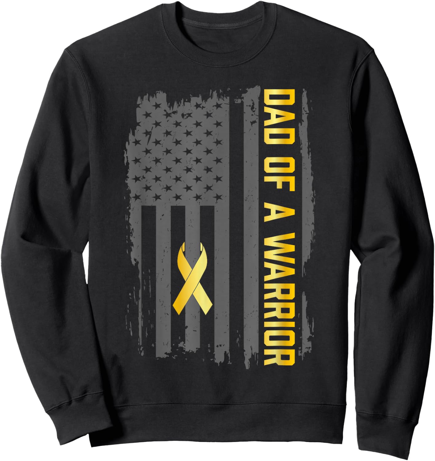 Childhood Cancer Usa Flag Dad of a Warrior Childhood Cancer Sweatshirt - Sweatshirt | Black