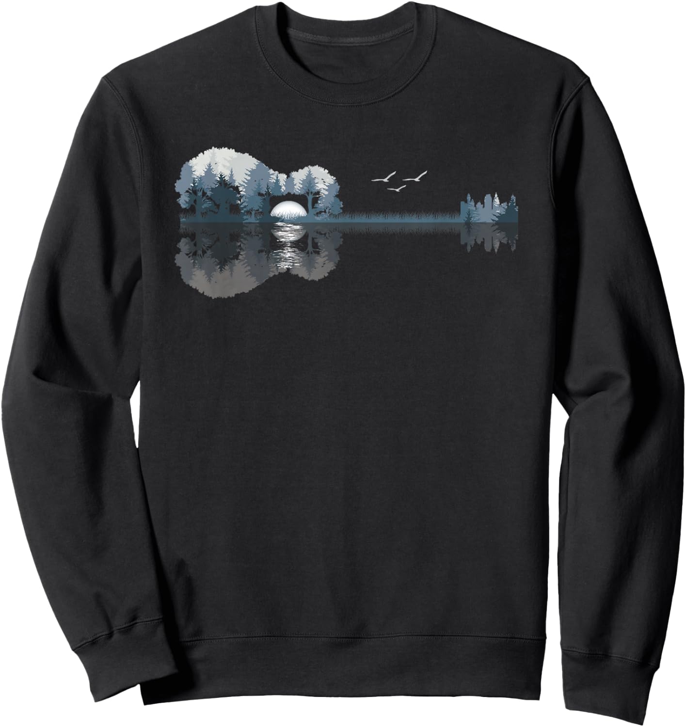 Acoustic Guitar Lake Music Guitarist Musician Men Women Sweatshirt - Sweatshirt | Black