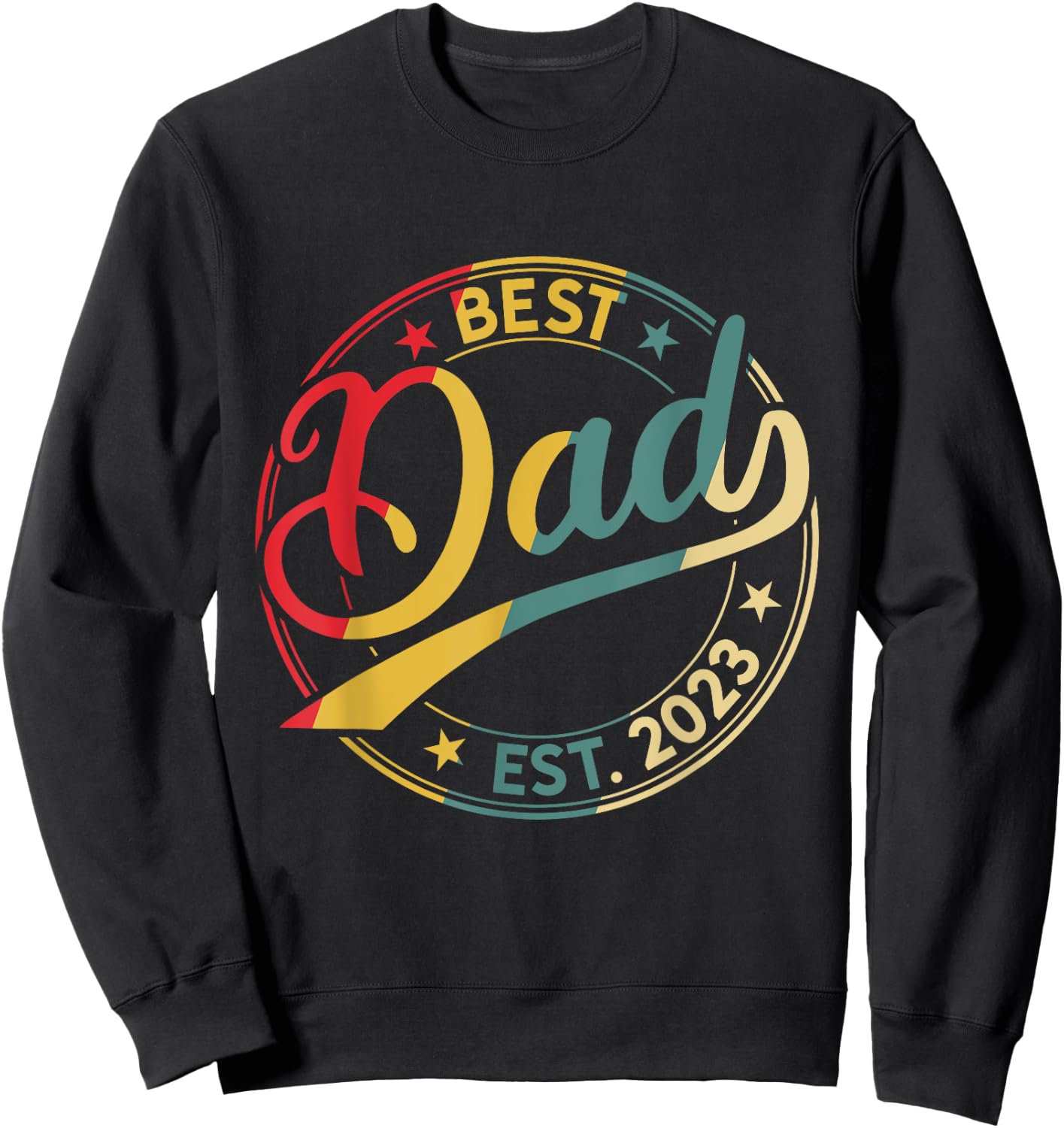 Men's Best Dad Est. 2023 Father since 2023 Retro Father 2023 Sweatshirt - Sweatshirt | Black