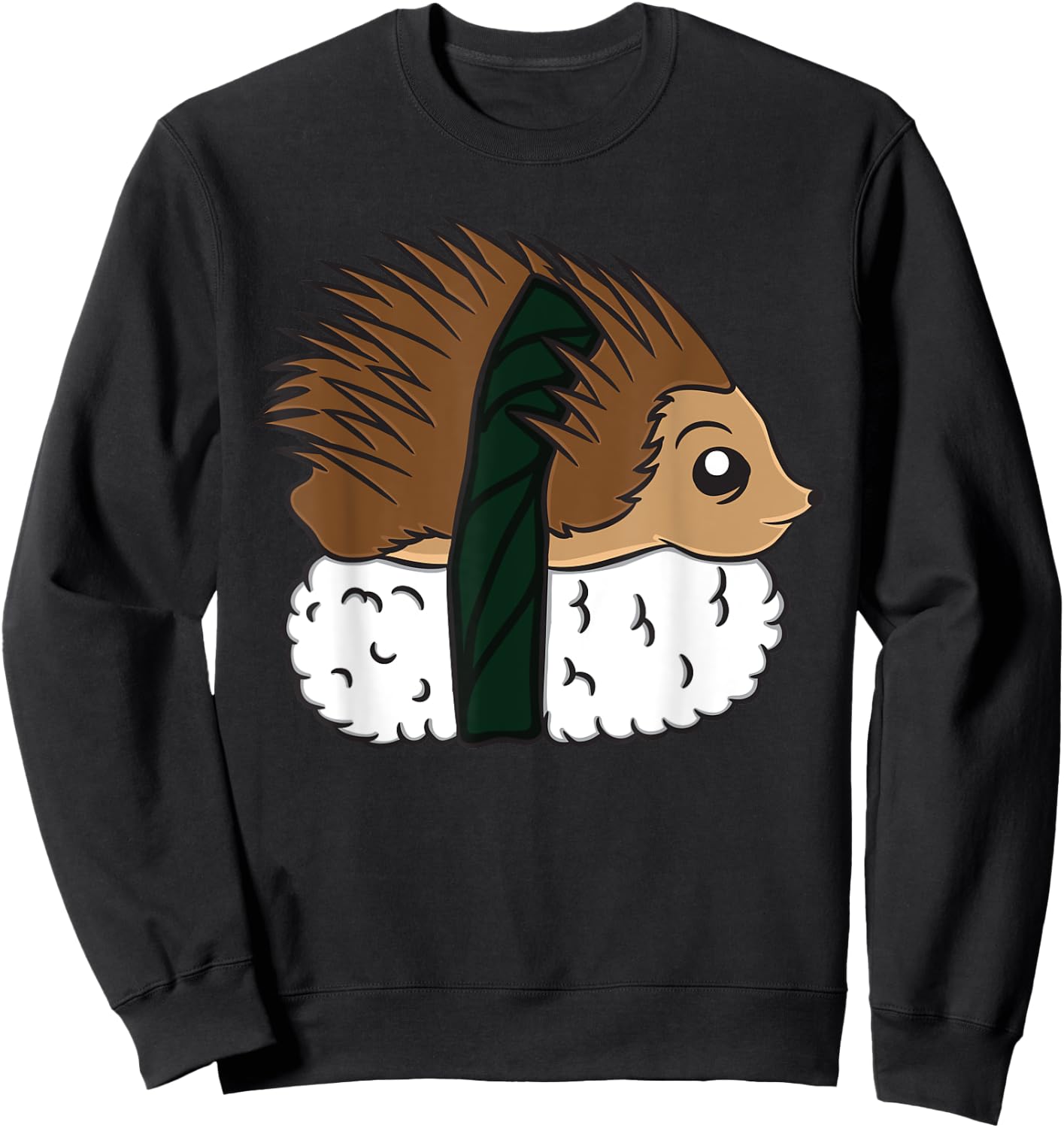 Funny Hedgehog Sushi Japanese Dish Safari Animal Gag Outfit Sweatshirt - Sweatshirt | Black