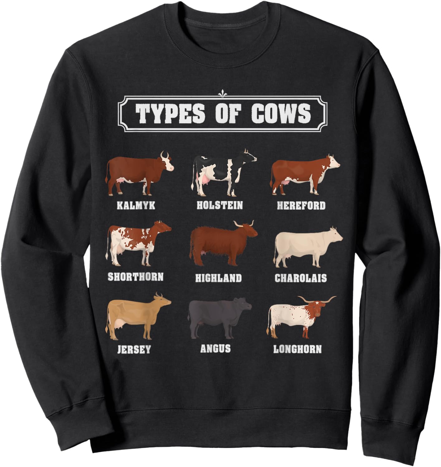 Types Of Cow & Cattle Ideas For Kids & Boys Farmer Costume Sweatshirt - Sweatshirt | Black