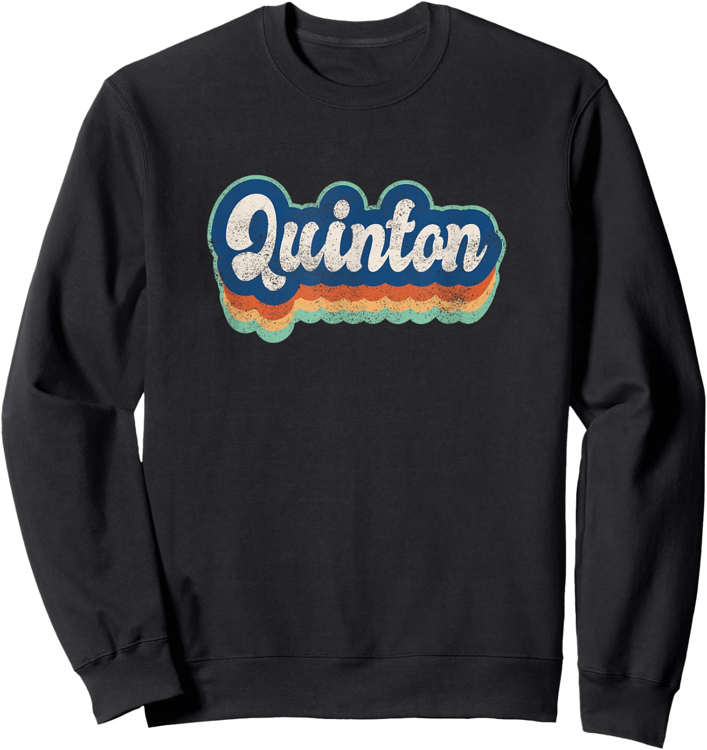 Quinton First Name Boy Vintage Style 70s 80s Personalized Sweatshirt - Sweatshirt | Black