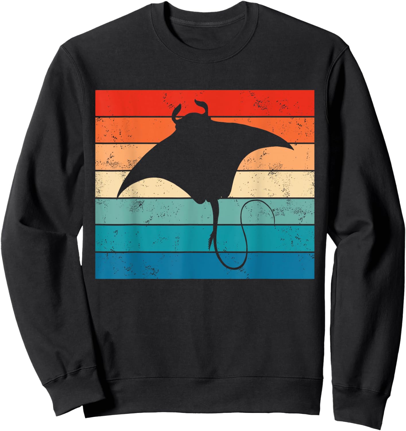 Ocean Animal Scuba Diving Stingray Retro Manta Ray Retro Sweatshirt - Sweatshirt | Black