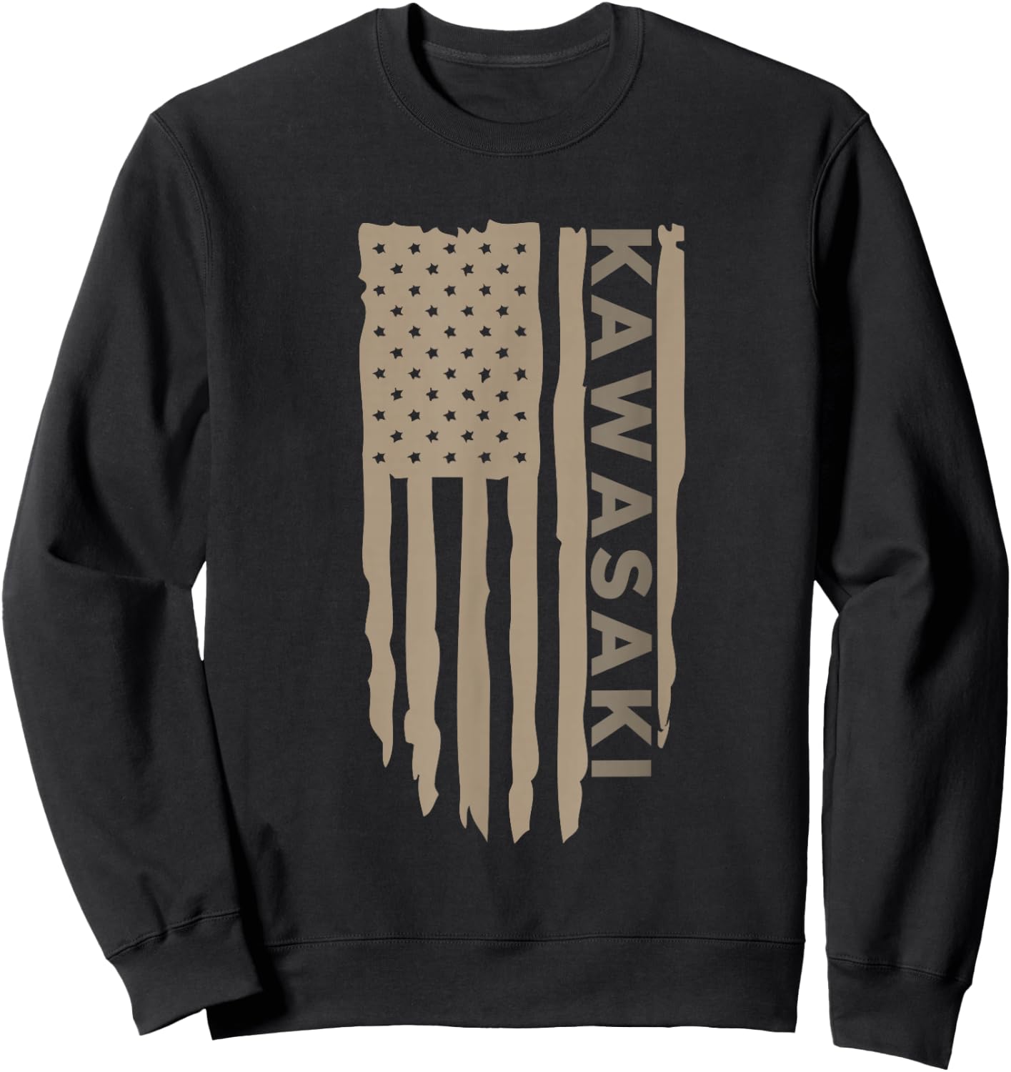Wandering Wheels Men's Kawasaki American Flag Sweatshirt - Sweatshirt | Black
