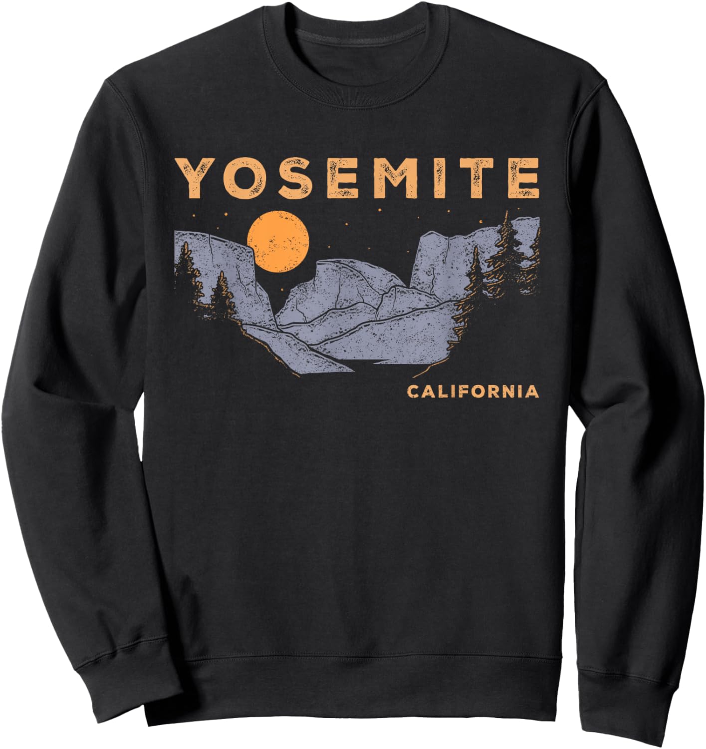 Retro Yosemite Half-Dome National Park Vintage Sweatshirt - Sweatshirt | Black