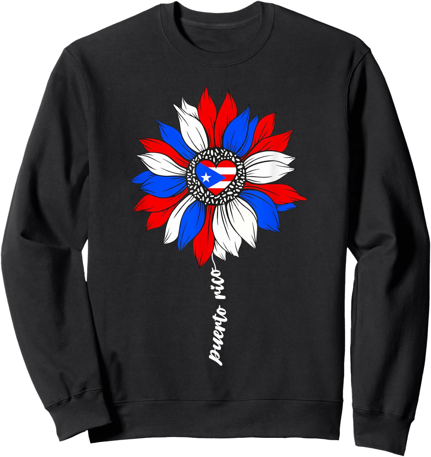 Puerto Rican Sunflower Heritage Puerto Rico PR Flag Boricua Sweatshirt - Sweatshirt | Black