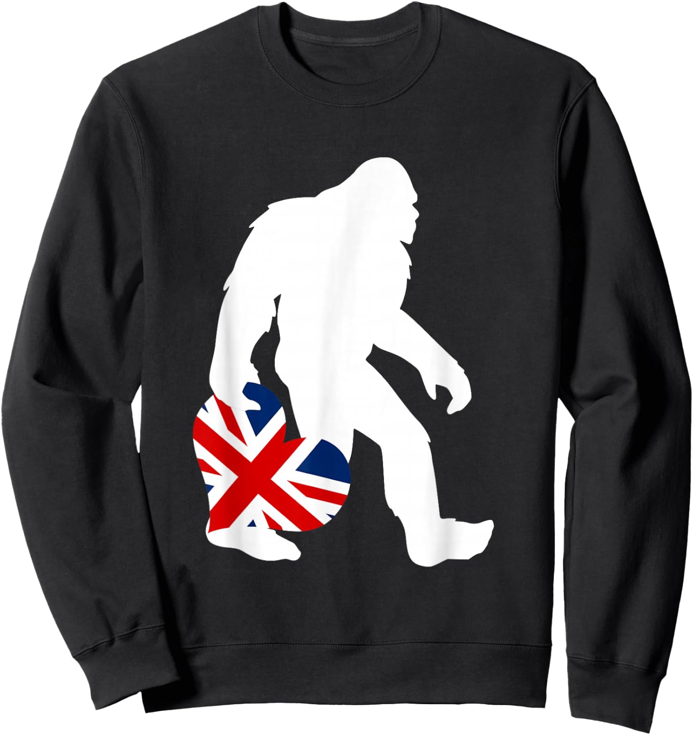 Funny British Bigfoot United Kingdom Flag Sweatshirt - Sweatshirt | Black
