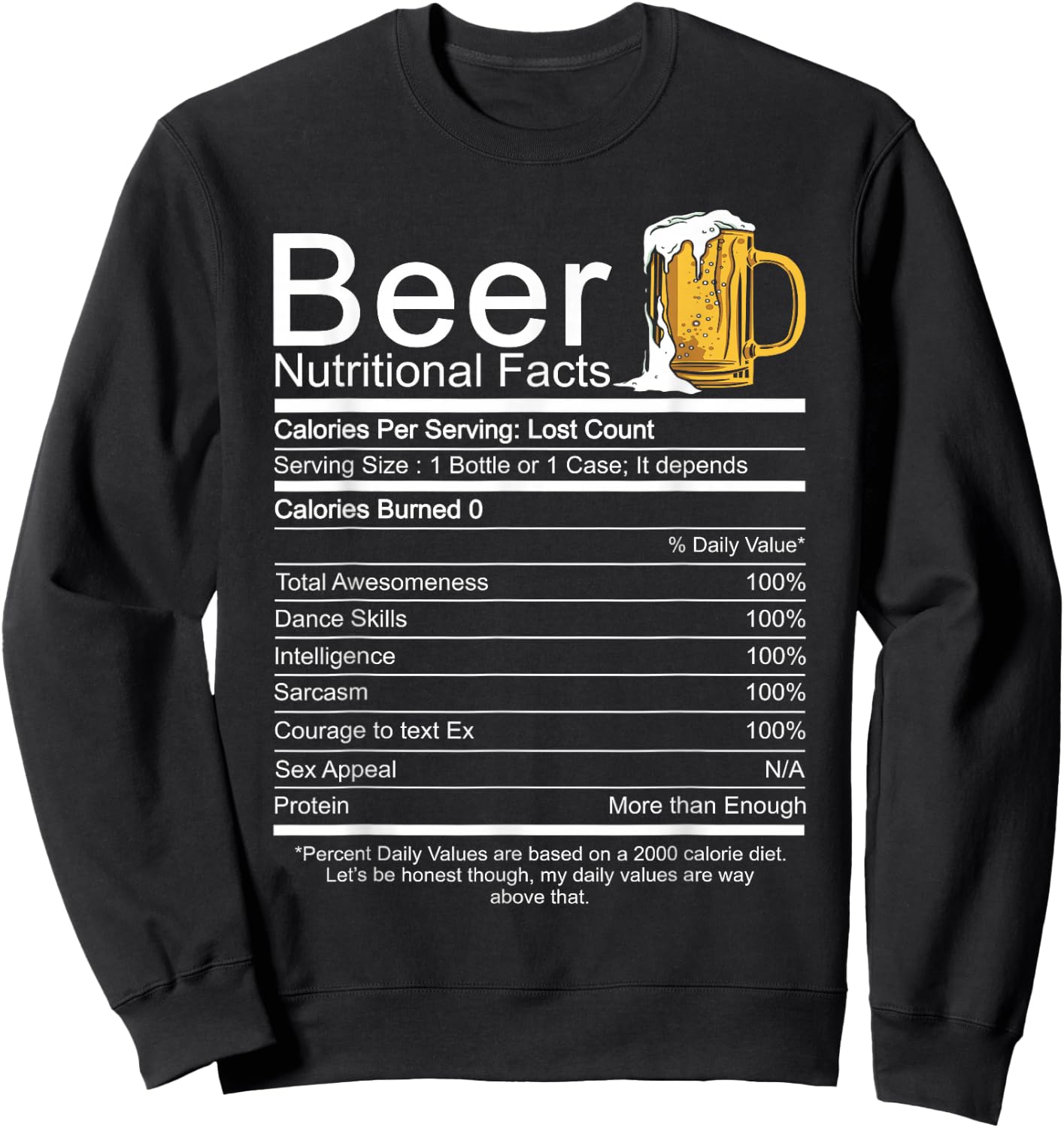 Beer Nutritional Facts Sweatshirt - Sweatshirt | Black