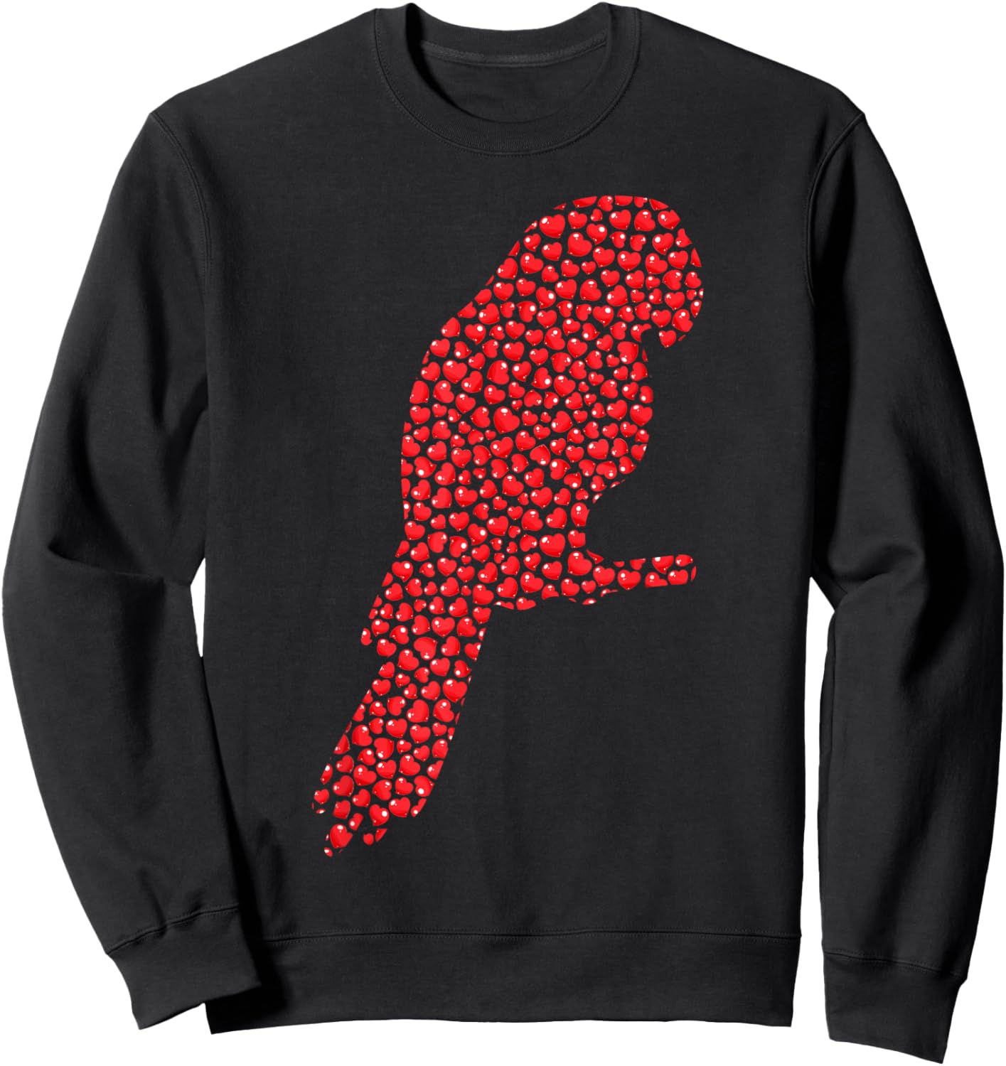 Parrot Bird Lover Heart Shape Parrot Valentine's Day Sweatshirt - Sweatshirt | Black