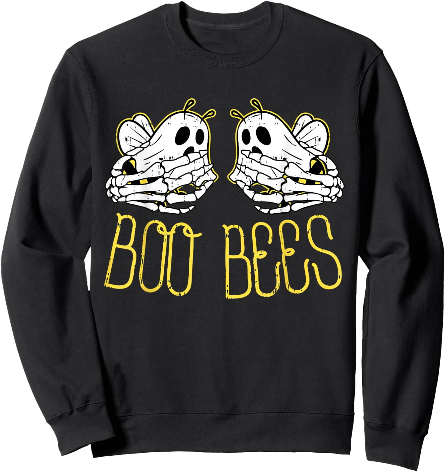 Boo Bees Skeleton Hand Funny Halloween Couple Costume Sweatshirt - Sweatshirt | Black