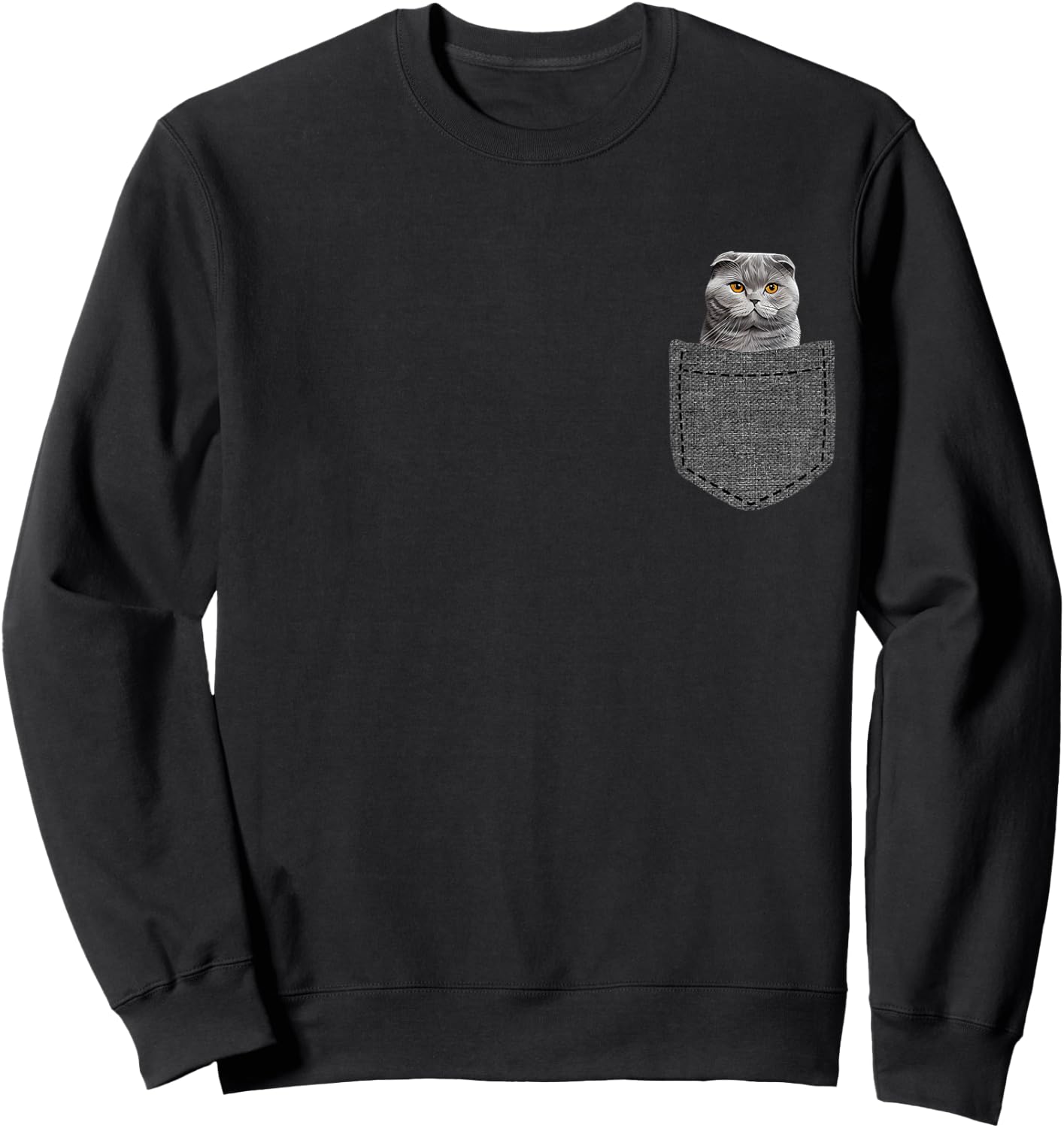 Scottish Fold in Pocket Sweatshirt - Sweatshirt | Black