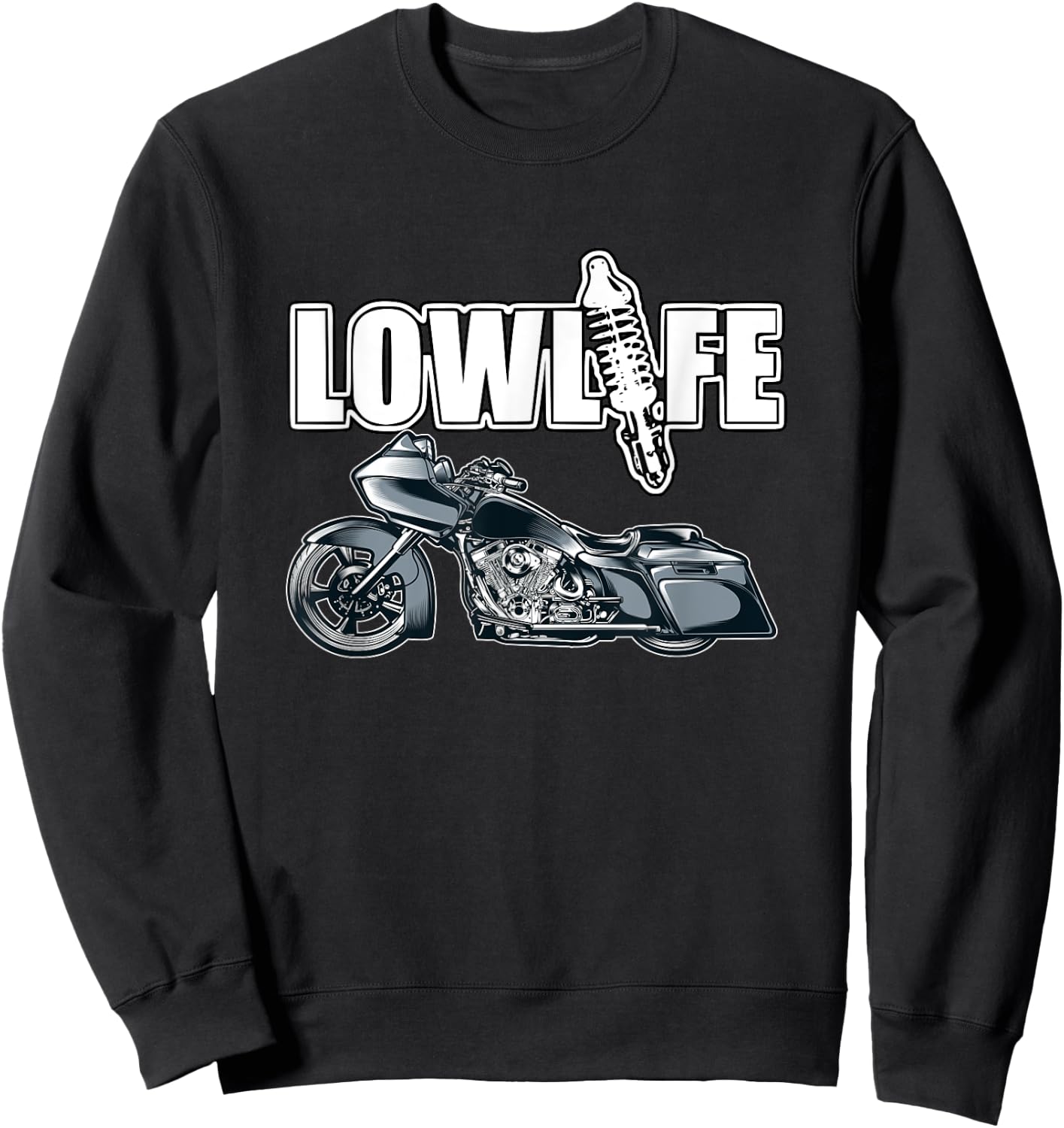 Lowlife Bagger Motorcycle . Chicano Vicla, Lowrider Bikes Sweatshirt - Sweatshirt | Black