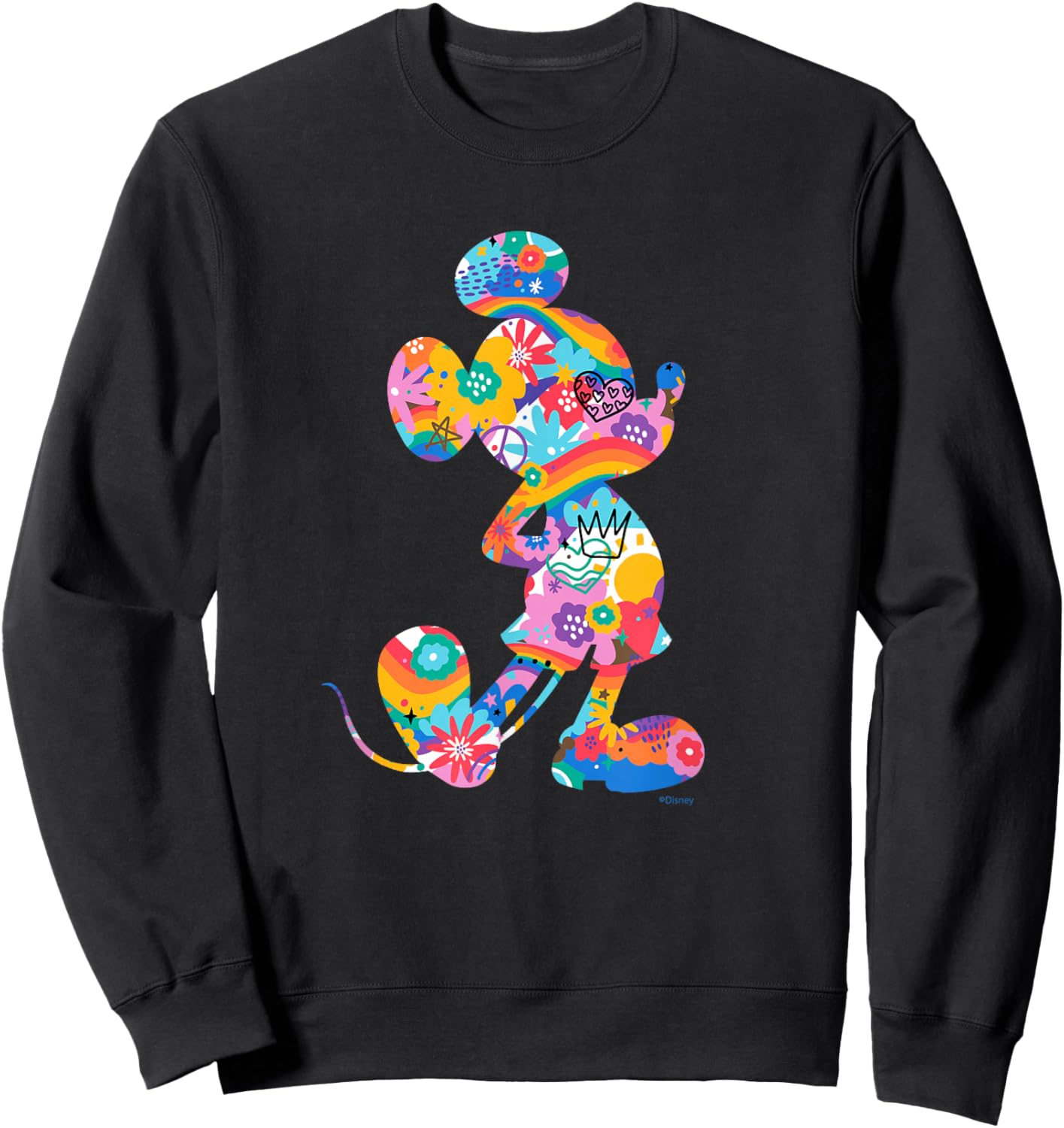 Disney Mickey Mouse Pride Pose Rainbow Icon Fill Doodles Sweatshirt - Sweatshirt | Black