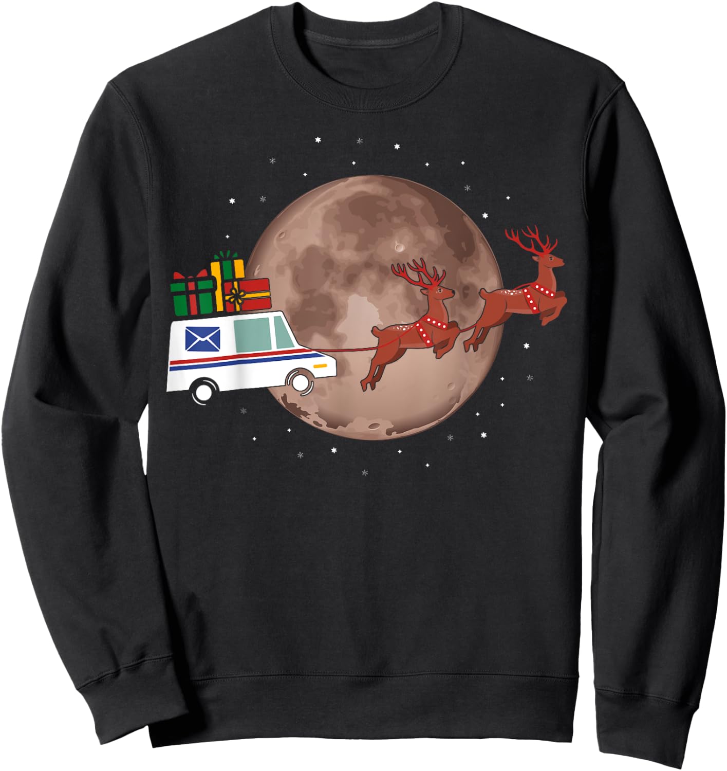 Mail Truck to the Moon Postal Workers Christmas Funny Sweatshirt - Sweatshirt | Black