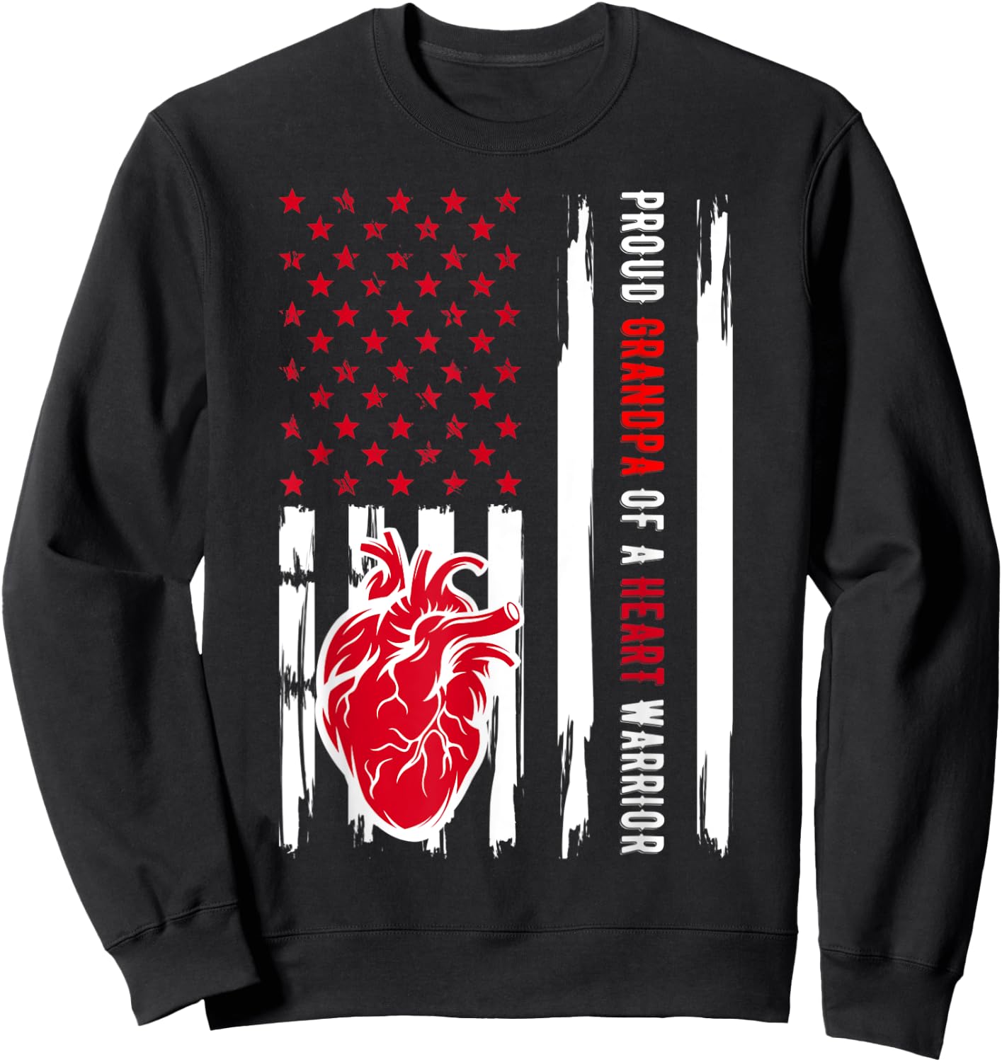 Proud Grandpa Of A Heart Warrior CHD Awareness Sweatshirt - Sweatshirt | Black