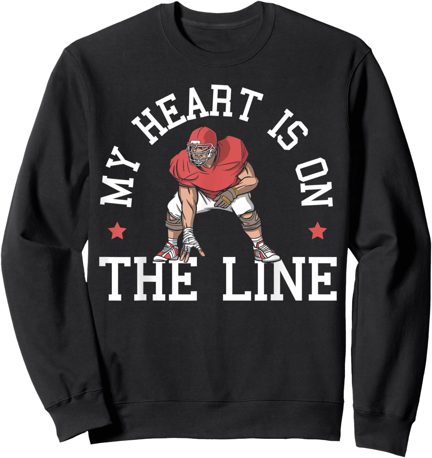My Heart Is On The Line Football Mom Dad Offensive Lineman Sweatshirt - Sweatshirt | Black