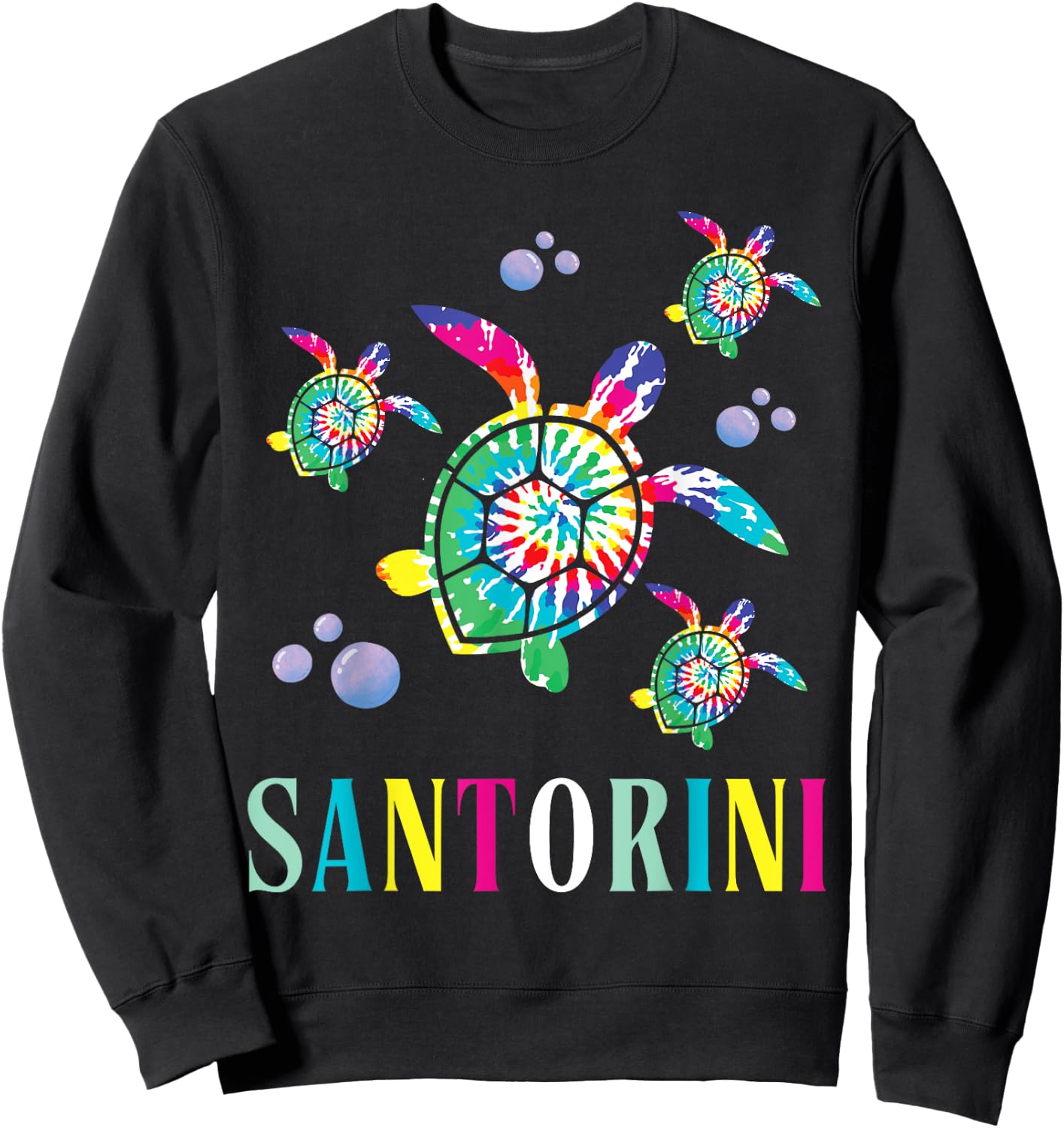Santorini Tie Dye Sea Turtle Santorini Greece Sweatshirt - Sweatshirt | Black