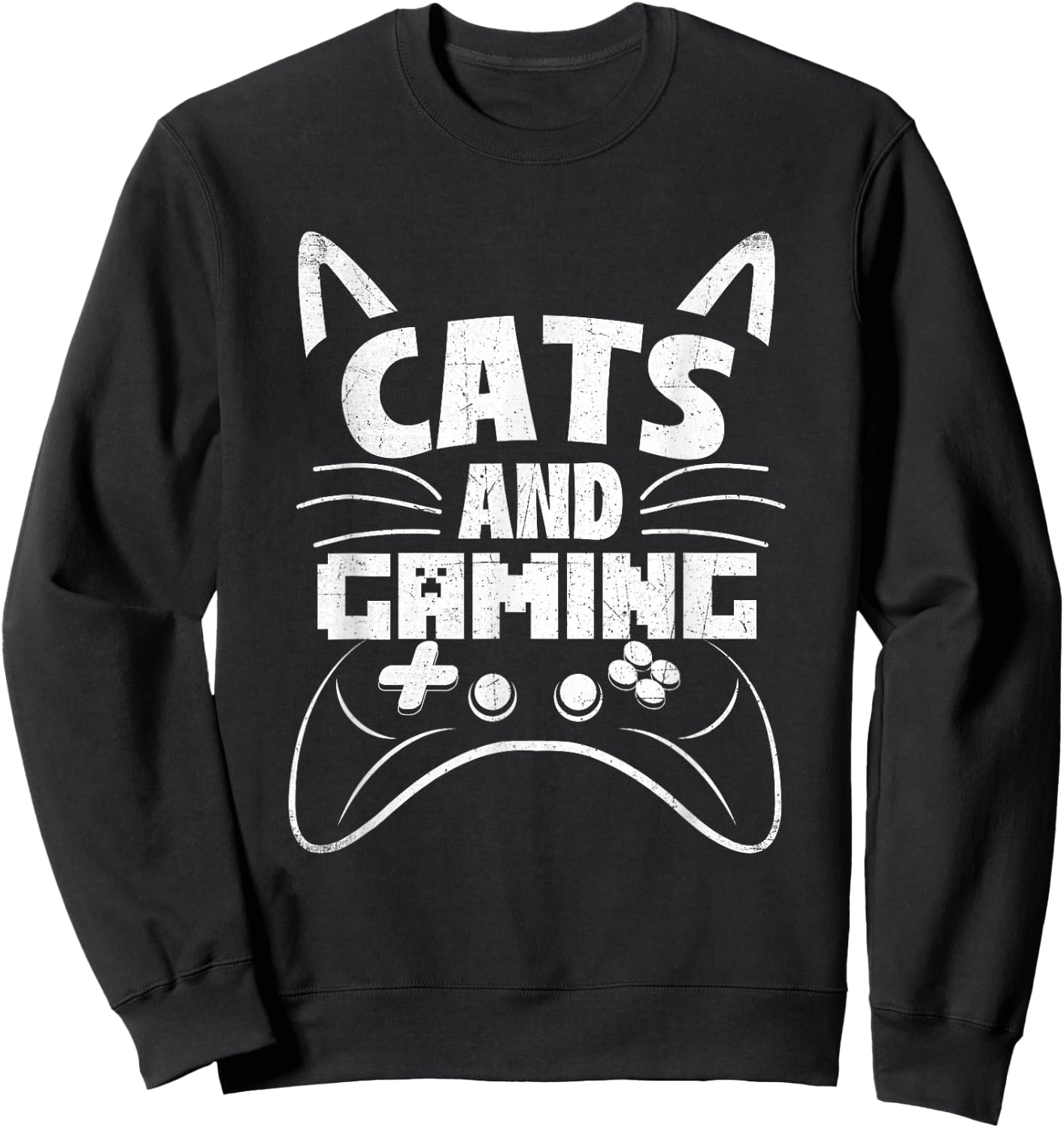 Funny Cat Shirts Cats And Gaming - Video Gamer Veterinarian Animal Pet Lover -Adults Black Short Sleeve Small Sweatshirt - Sweatshirt | Black