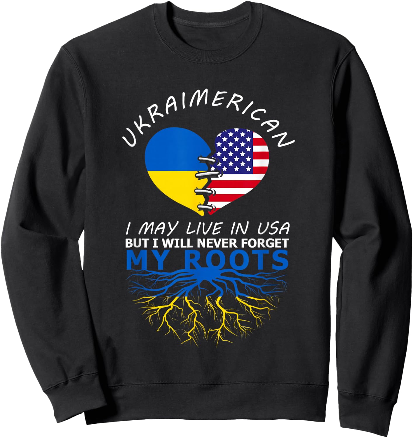 Ukraine USA Proud Of Both Countries Ukraimerican Sweatshirt - Sweatshirt | Black