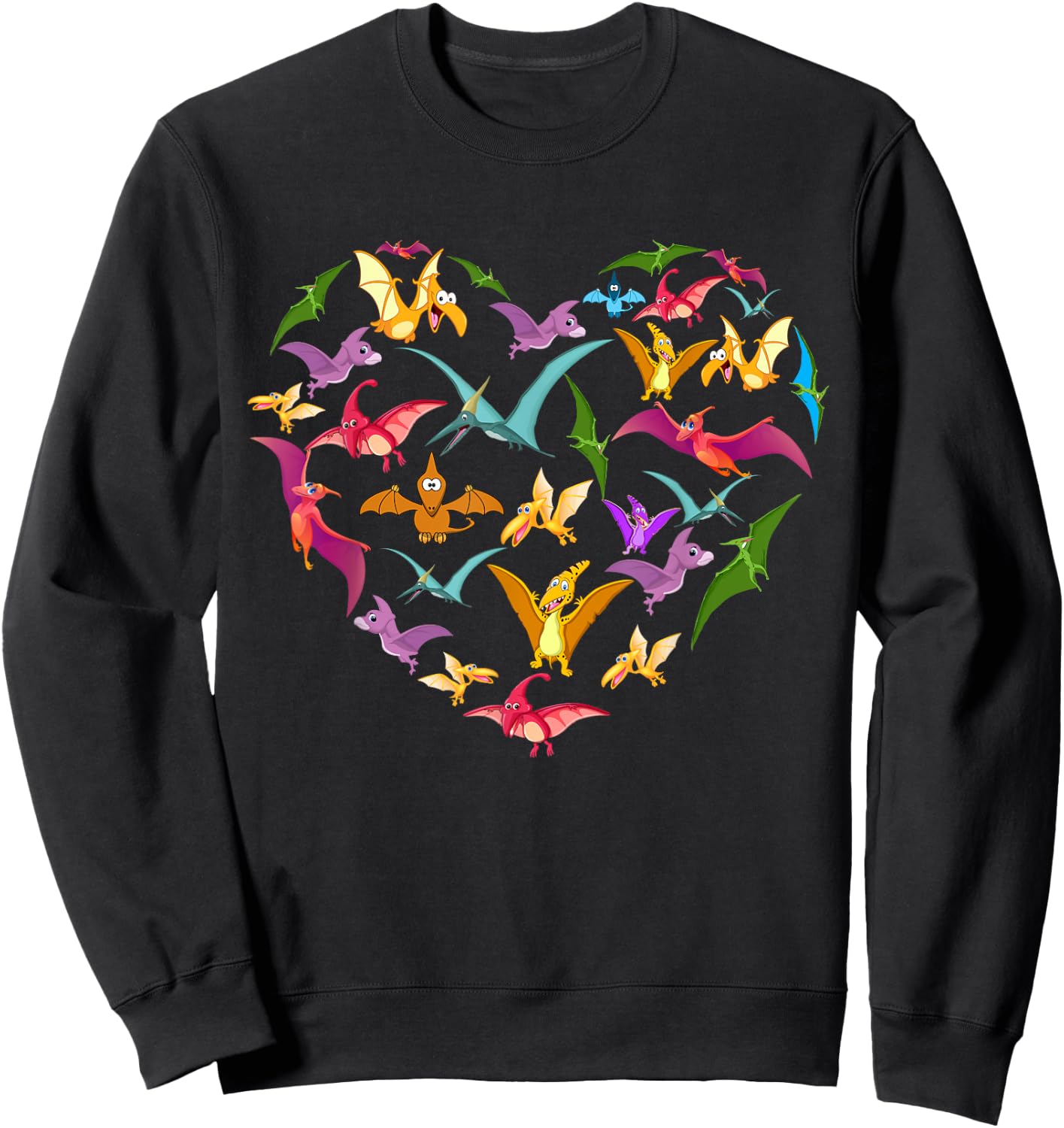pterodactyls lover heart | Dinosaur Birds men women kids Sweatshirt - Sweatshirt | Black