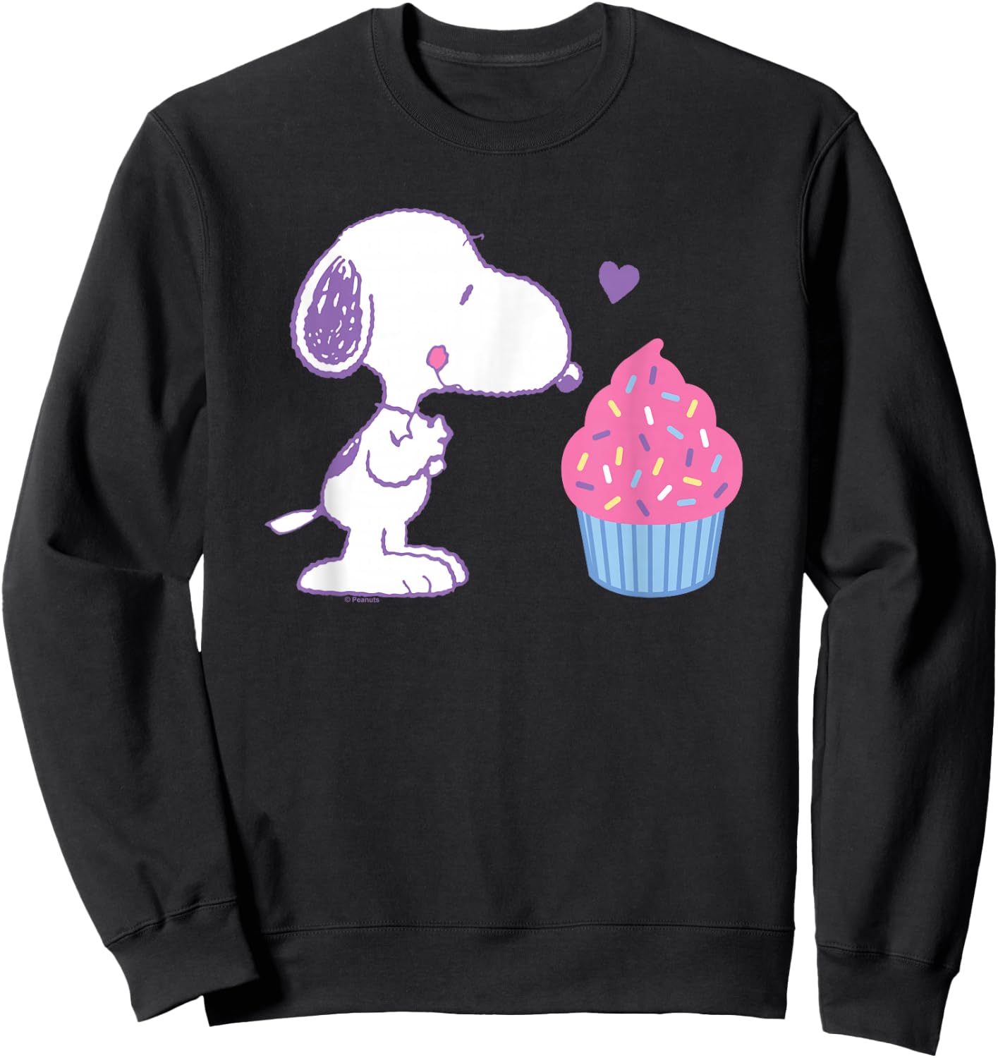 Peanuts - Snoopy Heart Cupcake Sweatshirt - Sweatshirt | Black
