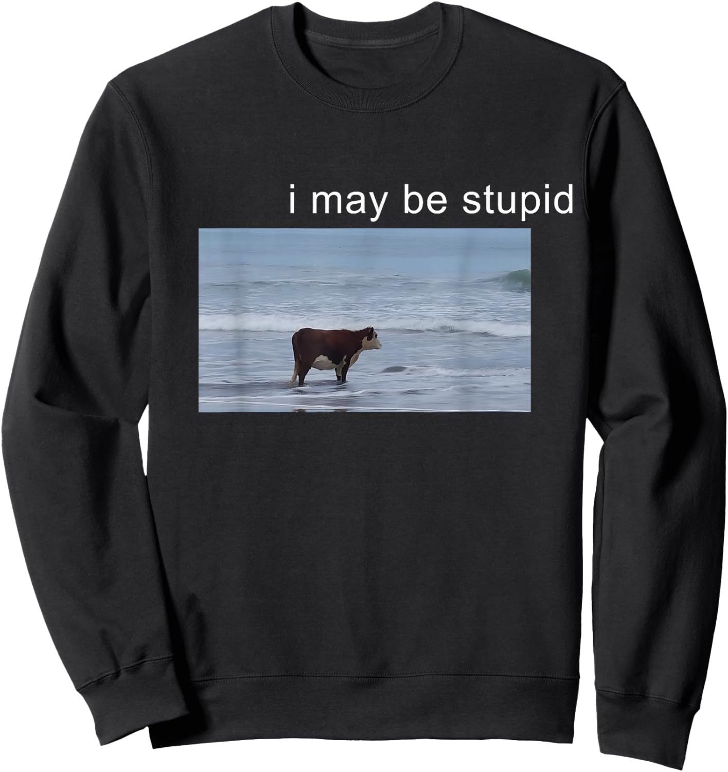 I May Be Stupid Cow Meme i May be Stupid Funny Sweatshirt - Sweatshirt | Black
