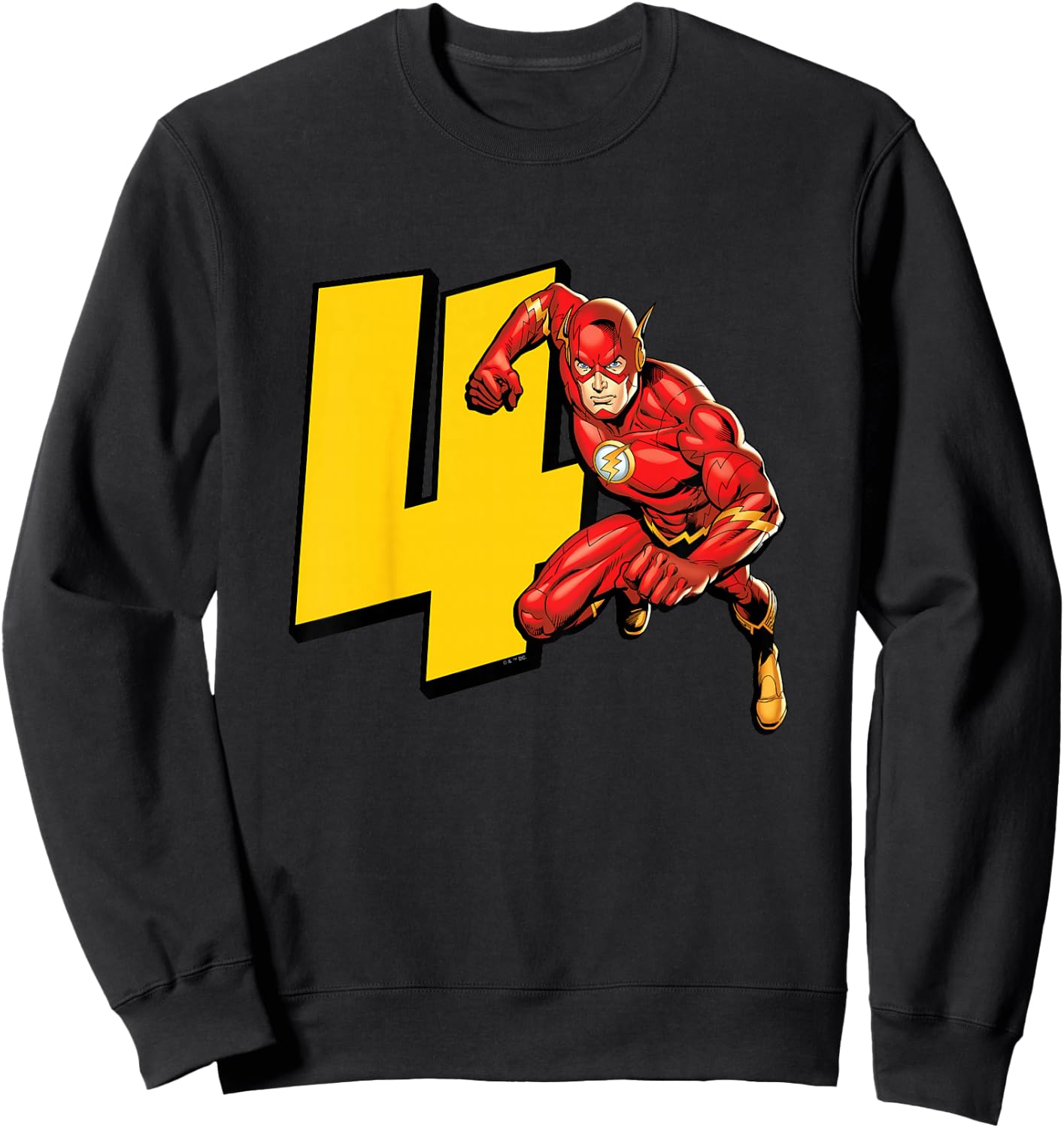 Kids The Flash Super Hero 4th Birthday Sweatshirt - Sweatshirt | Black