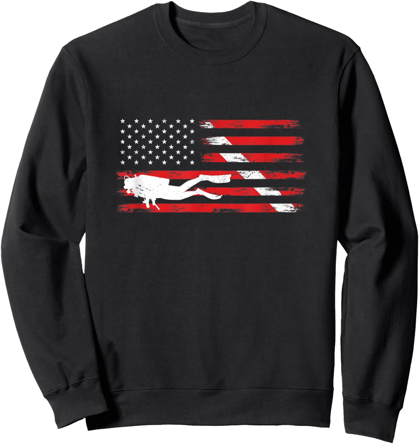 Diving Down Dive Flag Scuba Diving American Flag Diver Sweatshirt - Sweatshirt | Black