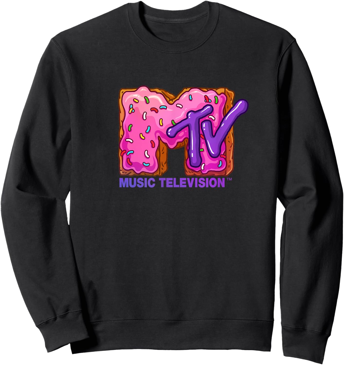Mademark x MTV - The official MTV Logo with a pink sugar cream donut cake Sweatshirt - Sweatshirt | Black
