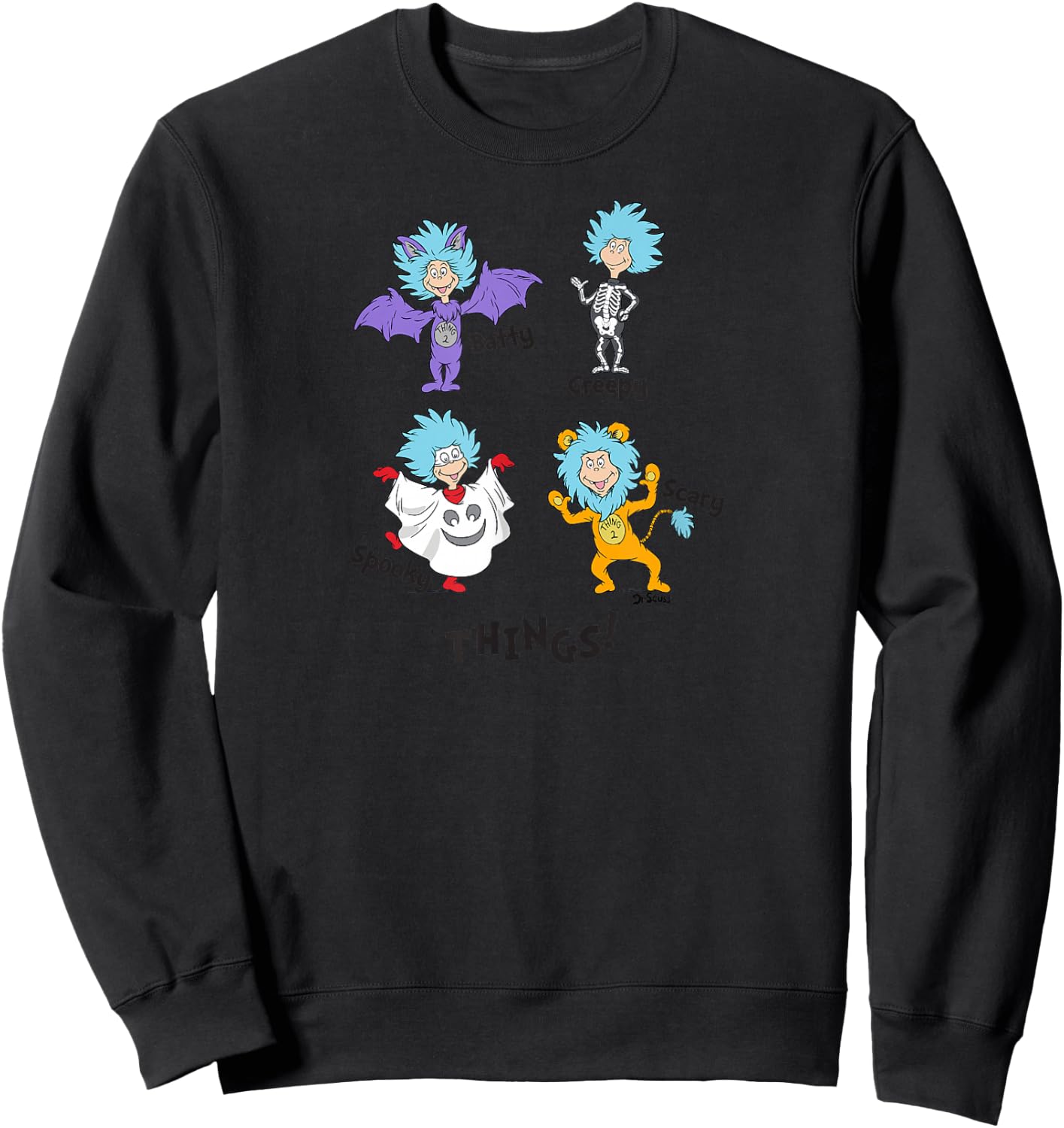 Dr. Seuss Halloween Batty Creepy Spooky Scary Things Sweatshirt - Sweatshirt | Black