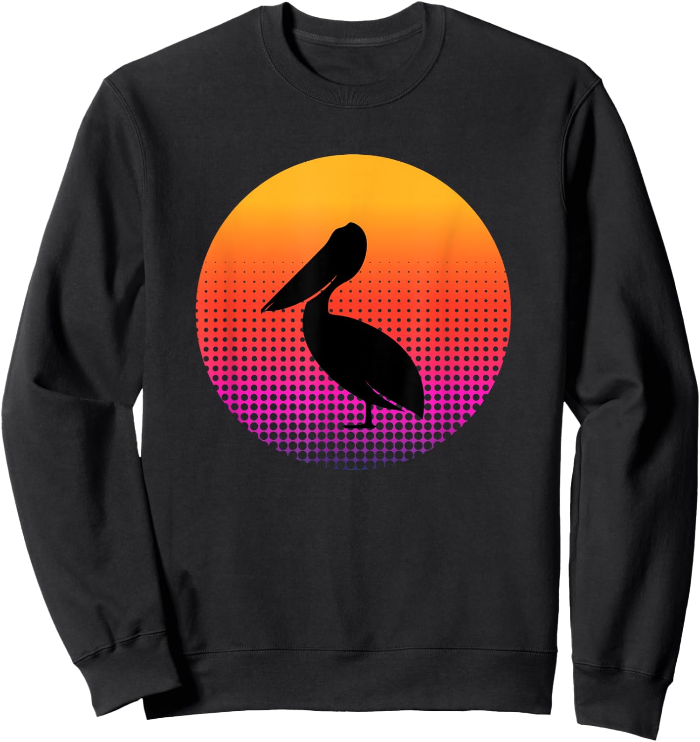 Retro Sunset Pelican Bird Animal Lover Gifts Men Women Youth Sweatshirt - Sweatshirt | Black