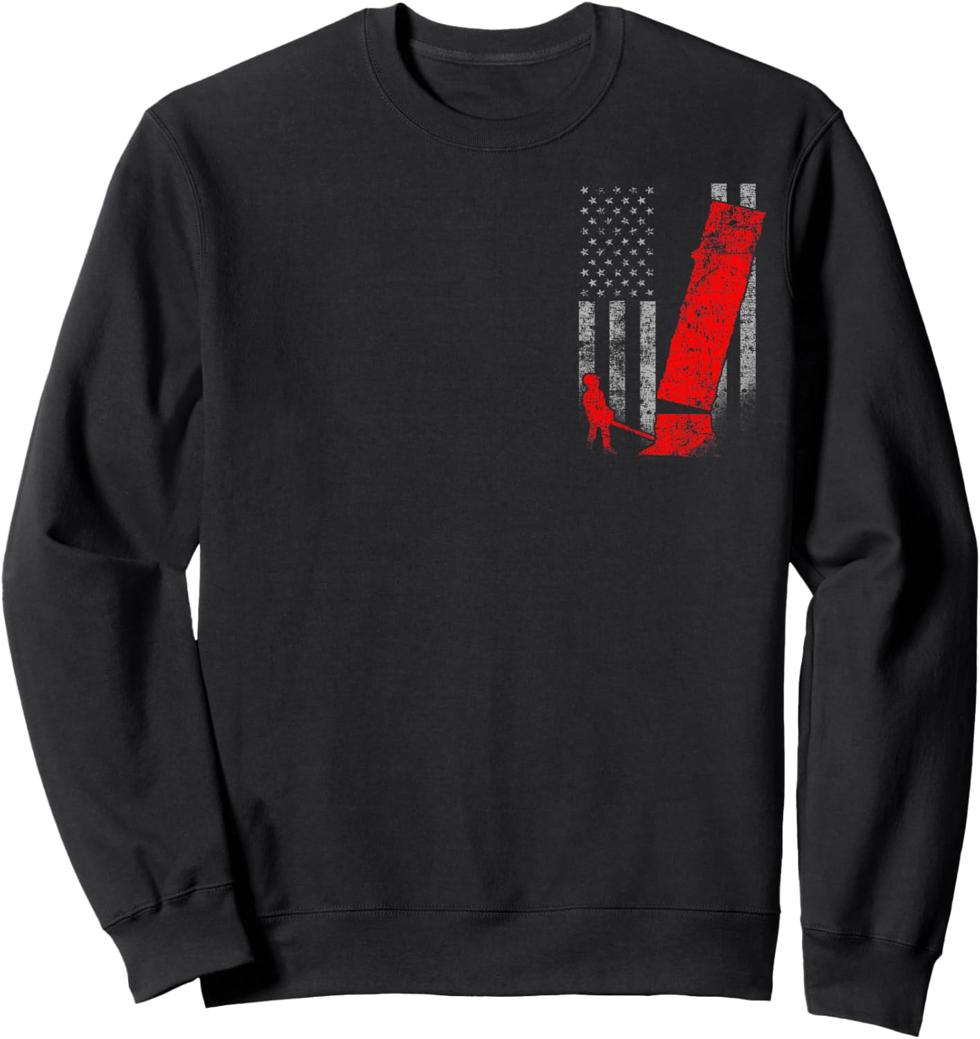 Two-Sided Logging Flag Shirt - Red Logger Felling a Tree Sweatshirt - Sweatshirt | Black