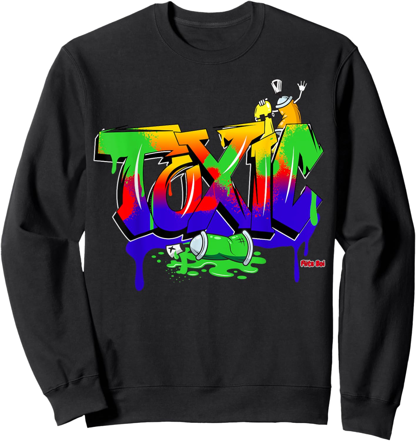 Flite Boi - Urban - Toxic Graffiti Graphic Sweatshirt - Sweatshirt | Black