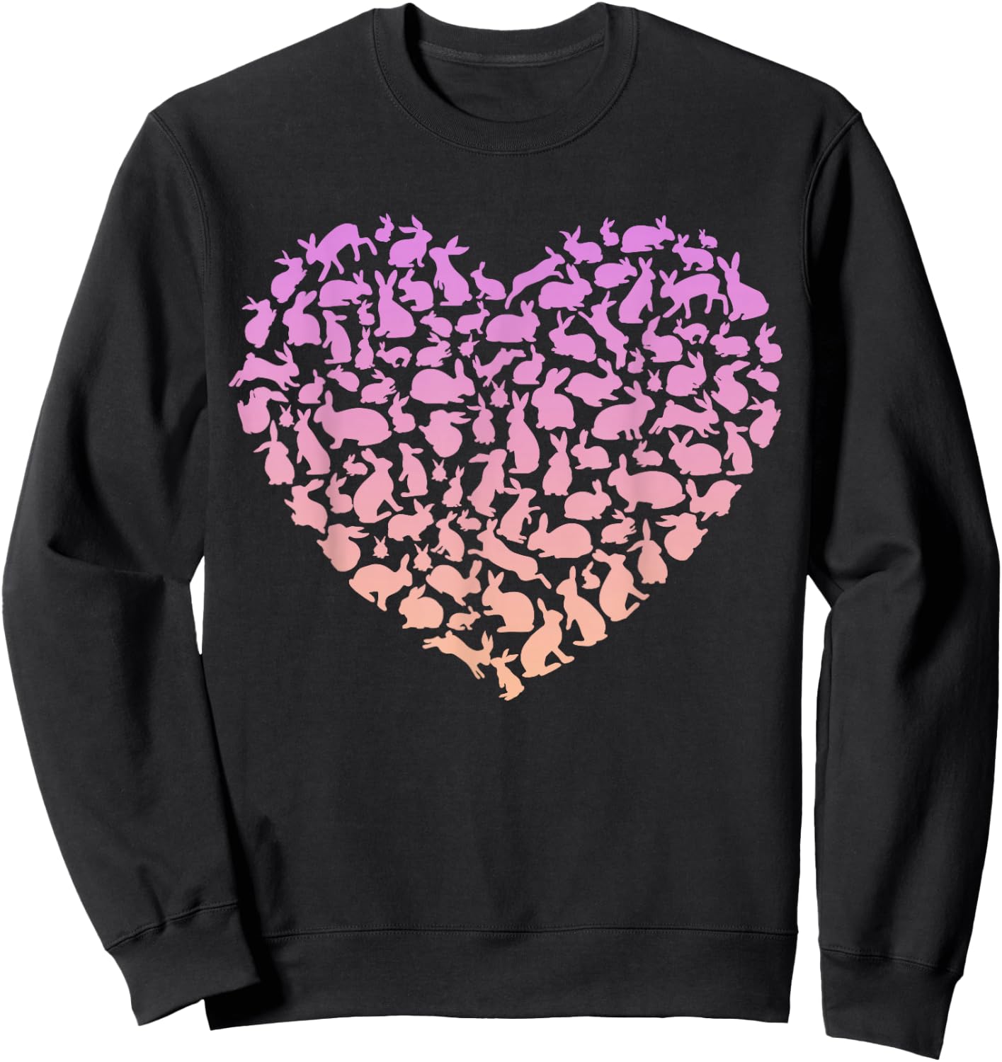 Silhouette Heart Bunny for Rabbit Lover Girls Rabbit Sweatshirt - Sweatshirt | Black