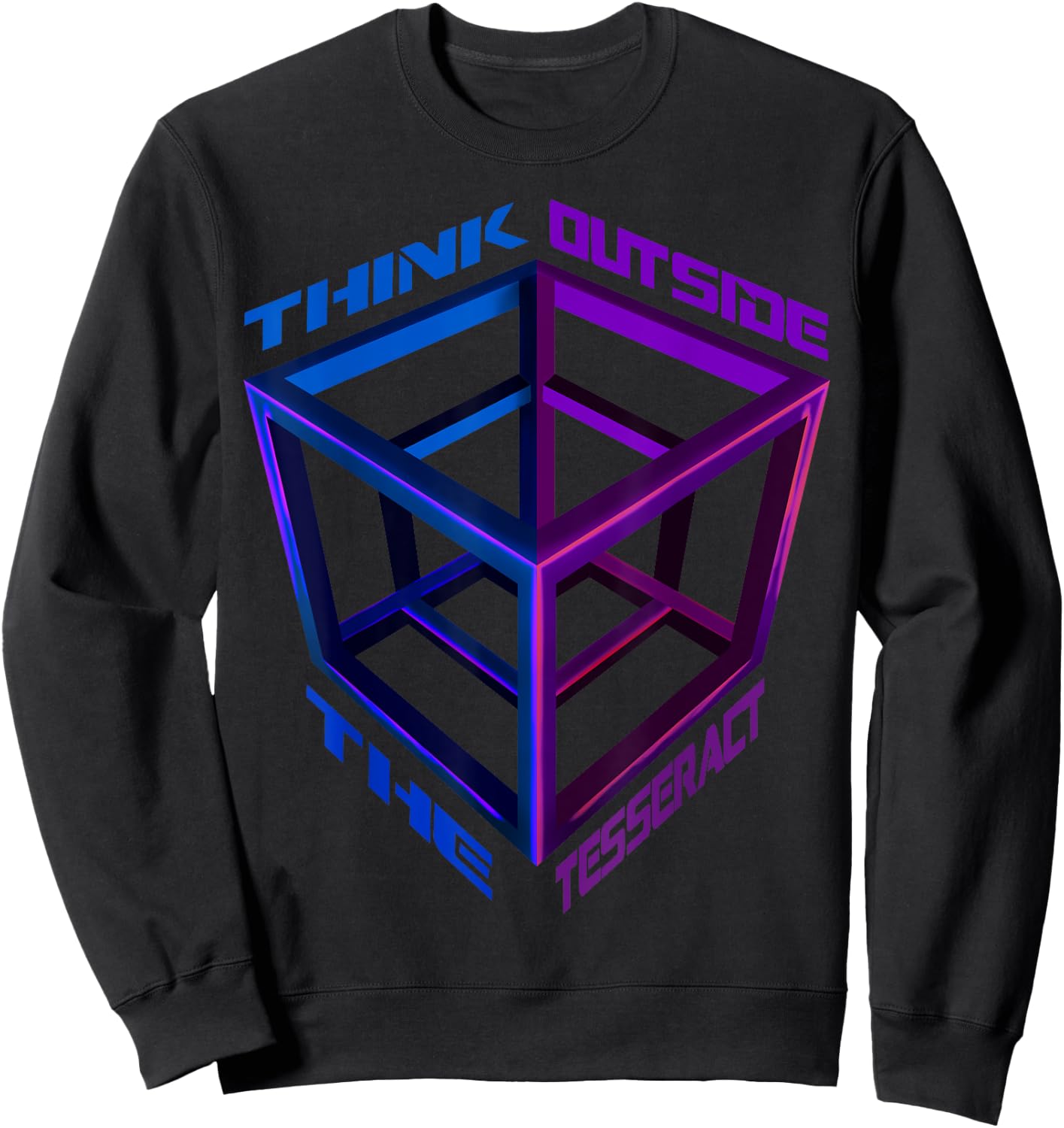 Think Outside The Tesseract Geometry Geek Cube Sweatshirt - Sweatshirt | Black