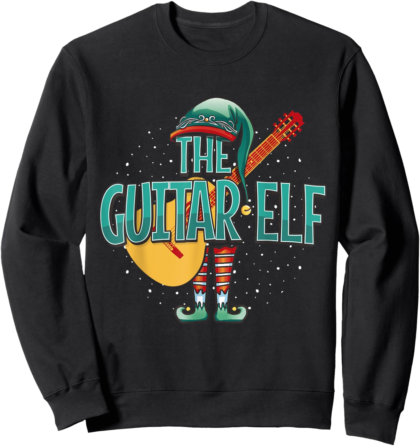 Christmas Guitar Elf for Guitar Player Musician Sweatshirt - Sweatshirt | Black