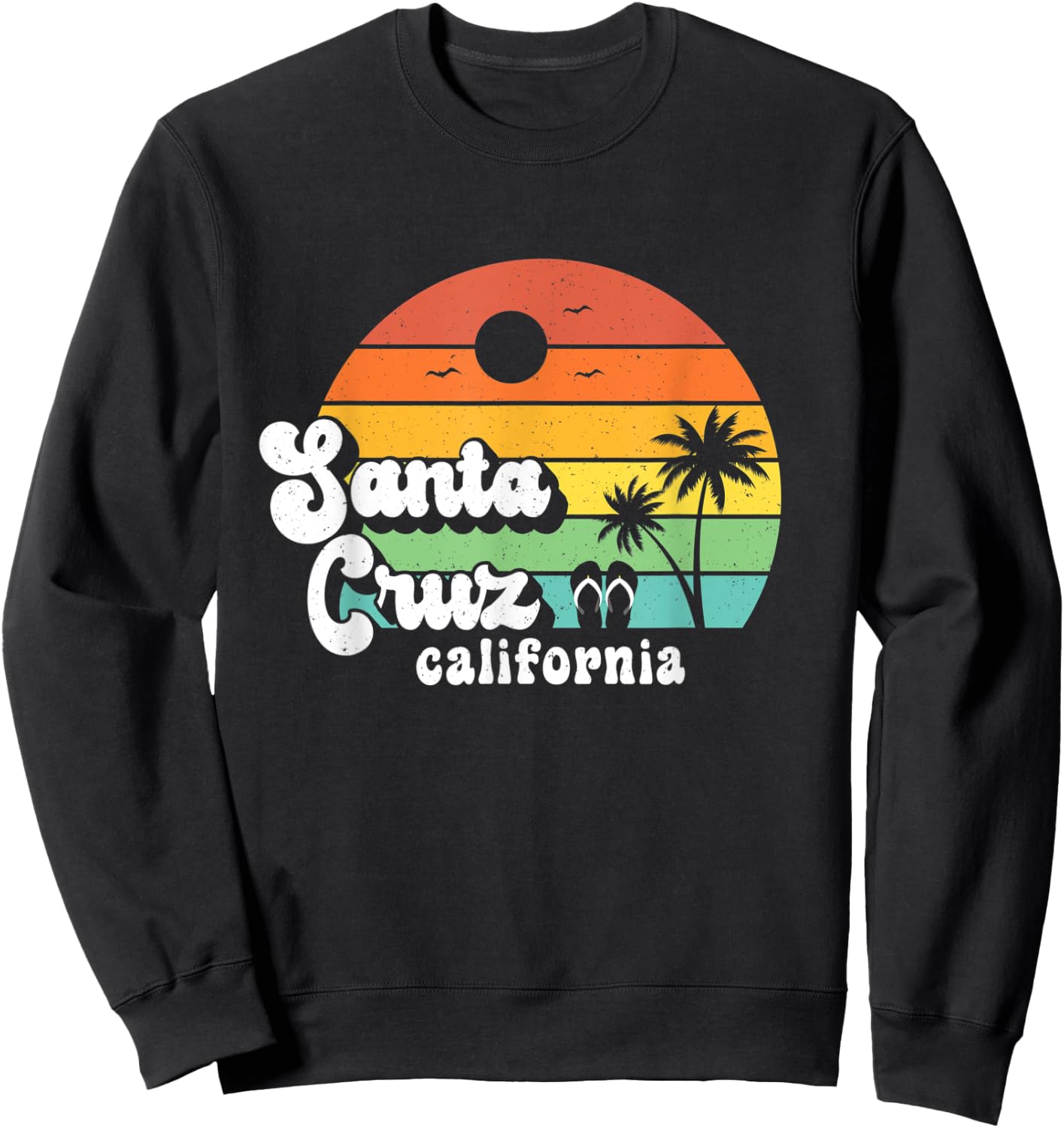 Santa Cruz Beach California Retro 80s Vintage Sunset Sweatshirt - Sweatshirt | Black