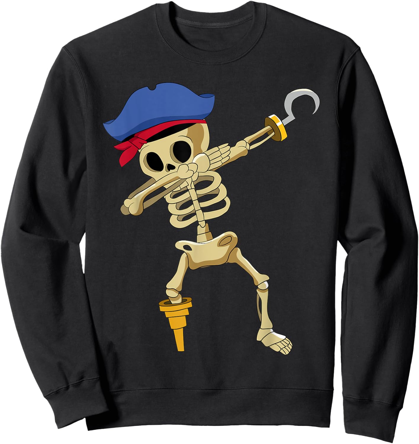 Caribbean Buccaneer Sea Thief Boy Dabbing Skeleton Pirate Sweatshirt - Sweatshirt | Black