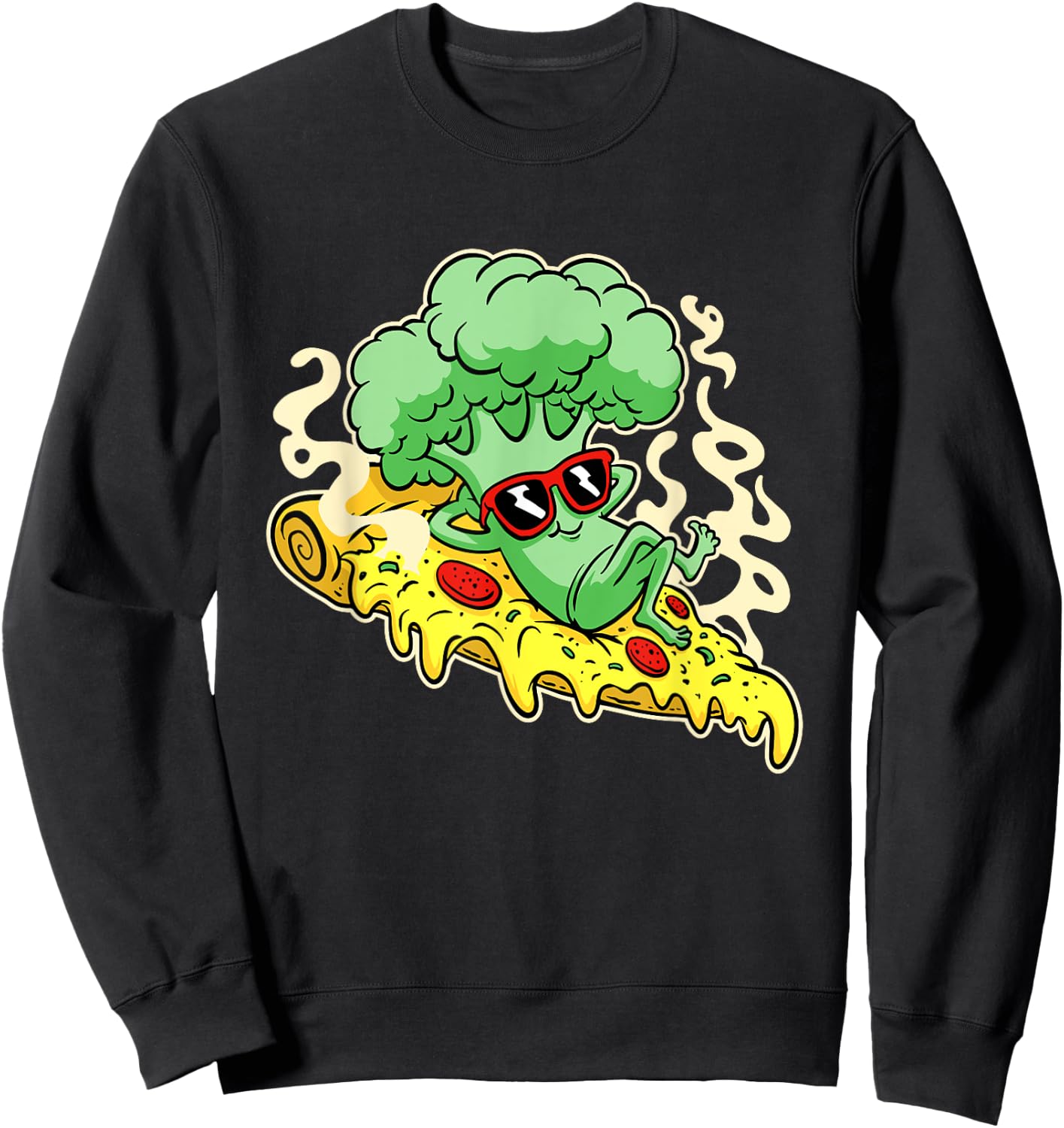 Pizza with Broccoli figure Sweatshirt - Sweatshirt | Black