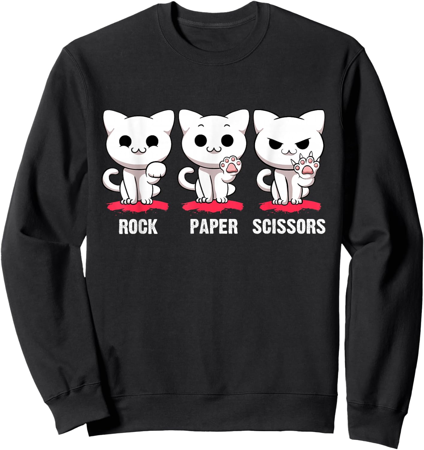 Cat Rock Paper Scissors Cute Cat Paws Funny Cat Kitty Lover Sweatshirt - Sweatshirt | Black