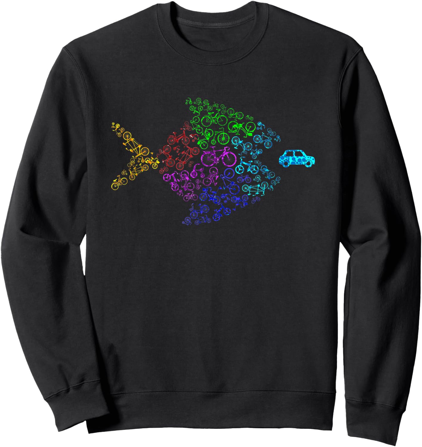 Bicycle Shark Fish Eats Car Cycling Cyclist Sweatshirt - Sweatshirt | Black