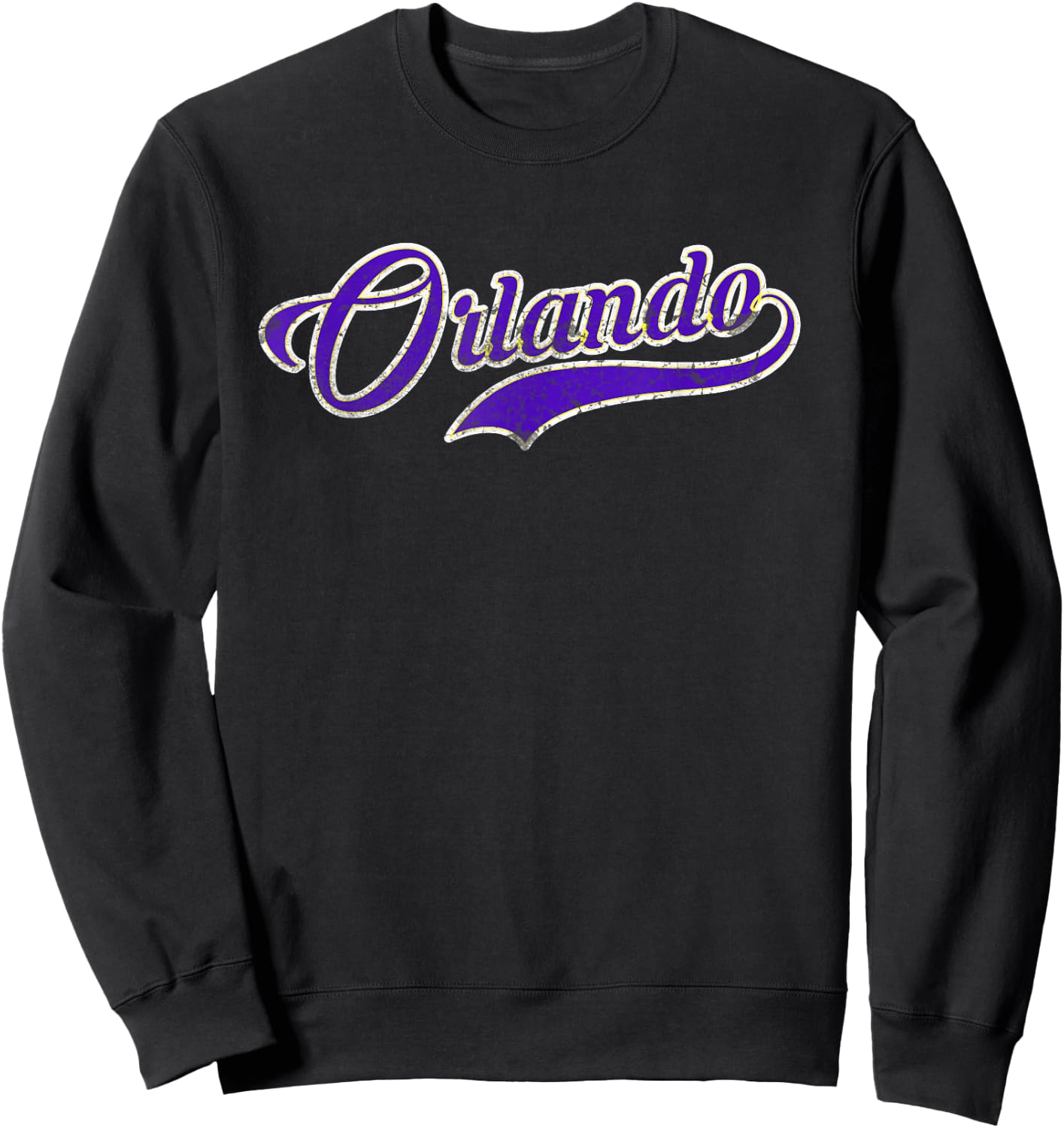 Retrocity Orlando Soccer Fan Vintage - -Adults, Black, Small, Short Sleeve Sweatshirt - Sweatshirt | Black
