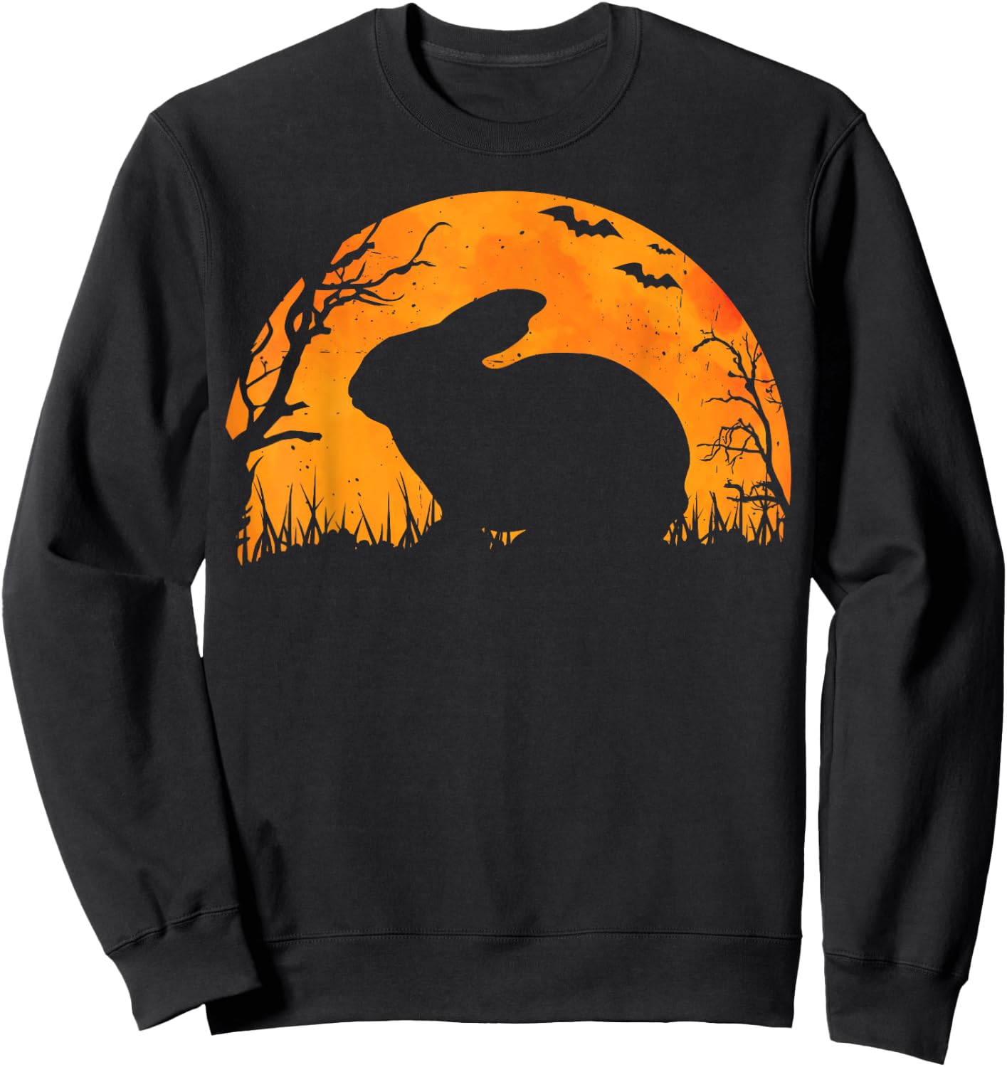 Funny Rabbit Halloween Moon Silhouette Spooky Bunny Lover Sweatshirt - Sweatshirt | Black