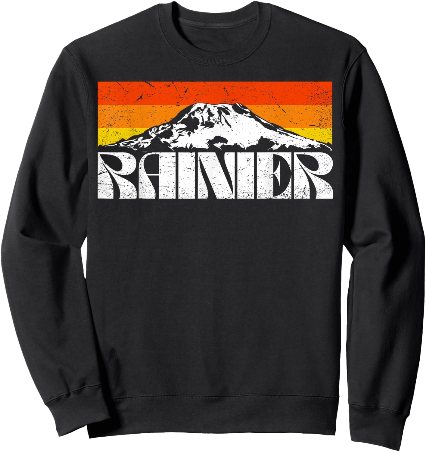 Mount Rainier Vintage Mountains & Sun Retro 80's Sweatshirt - Sweatshirt | Black