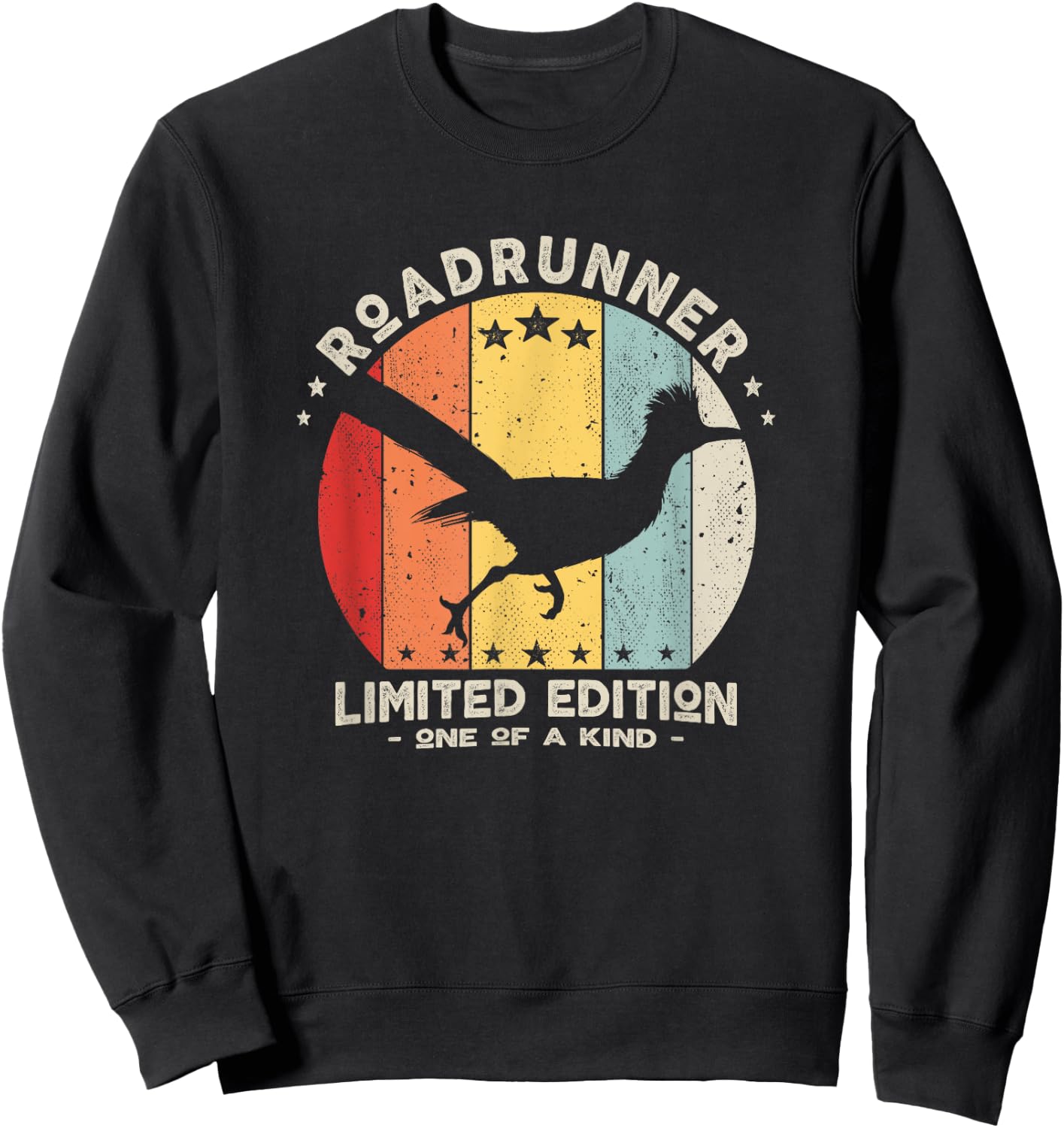 Retro Roadrunner Running Distressed Sweatshirt - Sweatshirt | Black