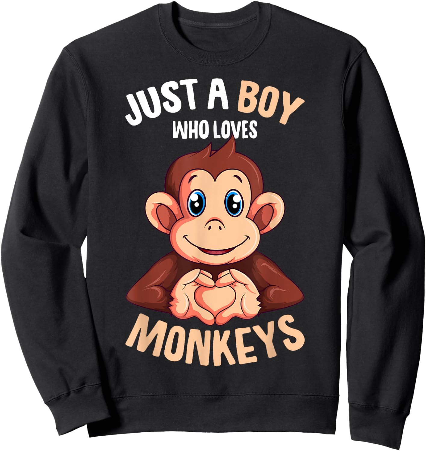 Just A Boy Who Loves Monkeys Boys Kids Monkey Sweatshirt - Sweatshirt | Black